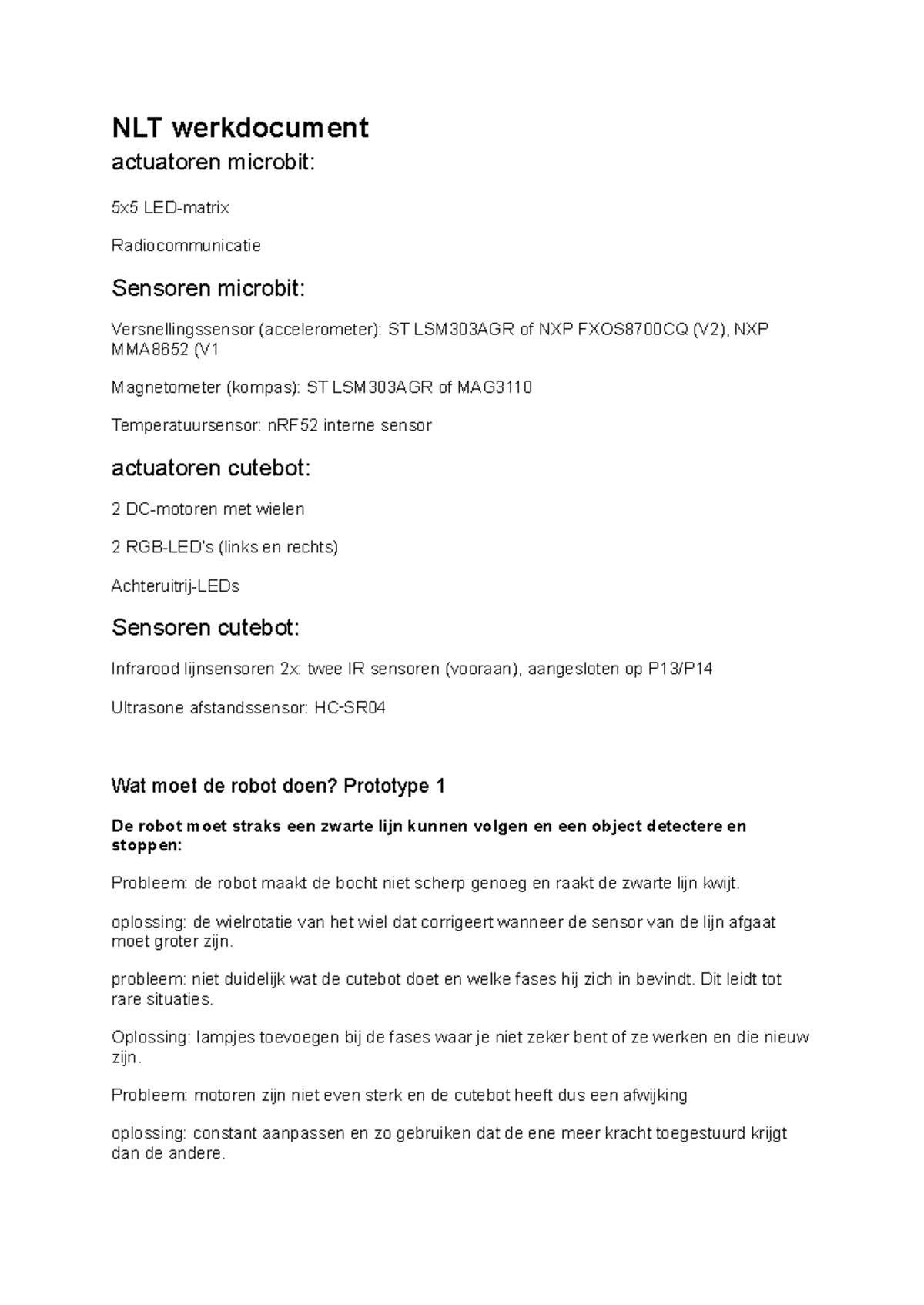 NLT Werkdocument: Robotica en Sensoren voor Cutebot 5x5 - Studeersnel