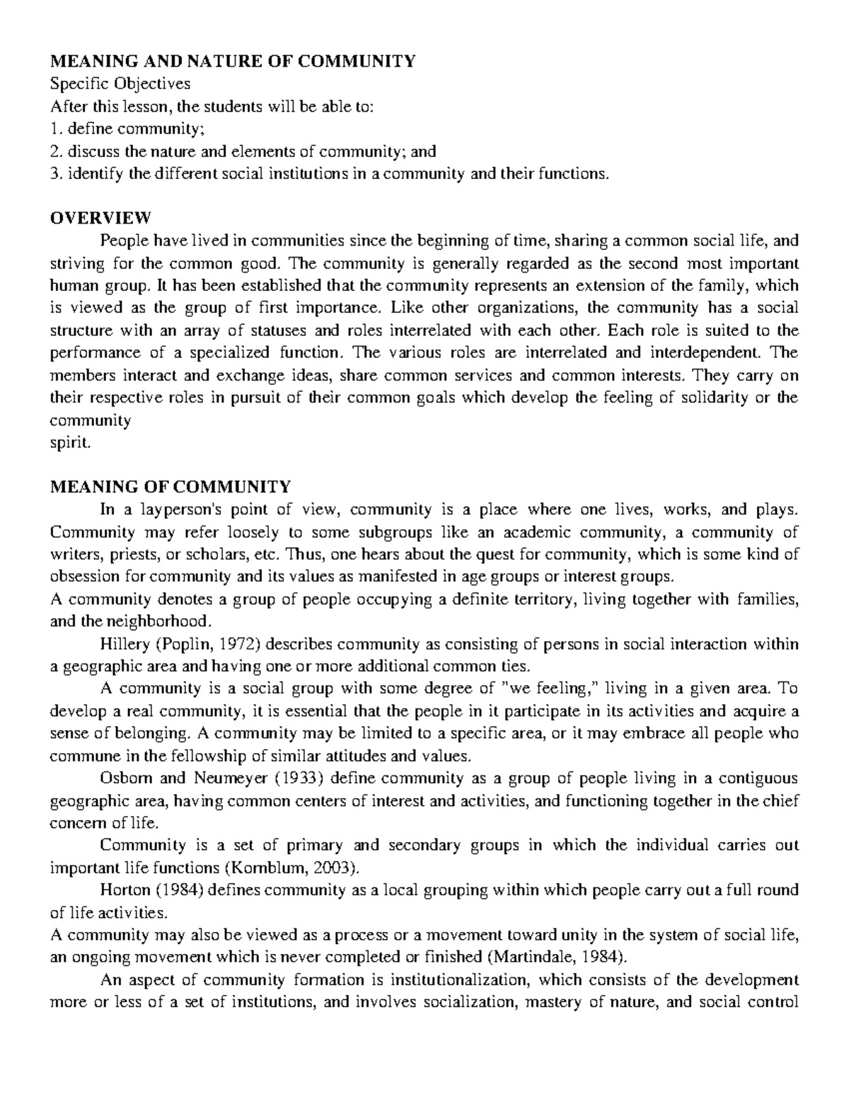 LS5 & 6 - Community Concepts: Understanding Rural Communities - Studocu