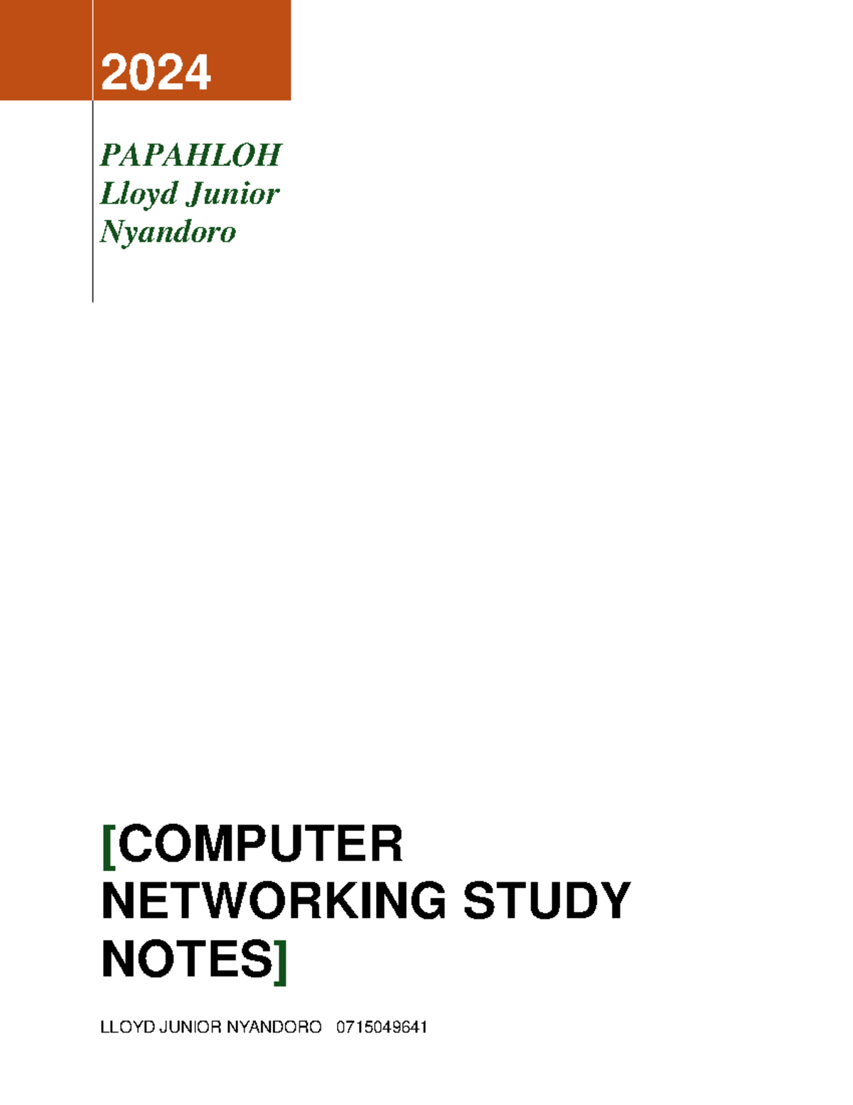 Computer Networking 2 - Study Notes for Data Communications (0715049641 ...