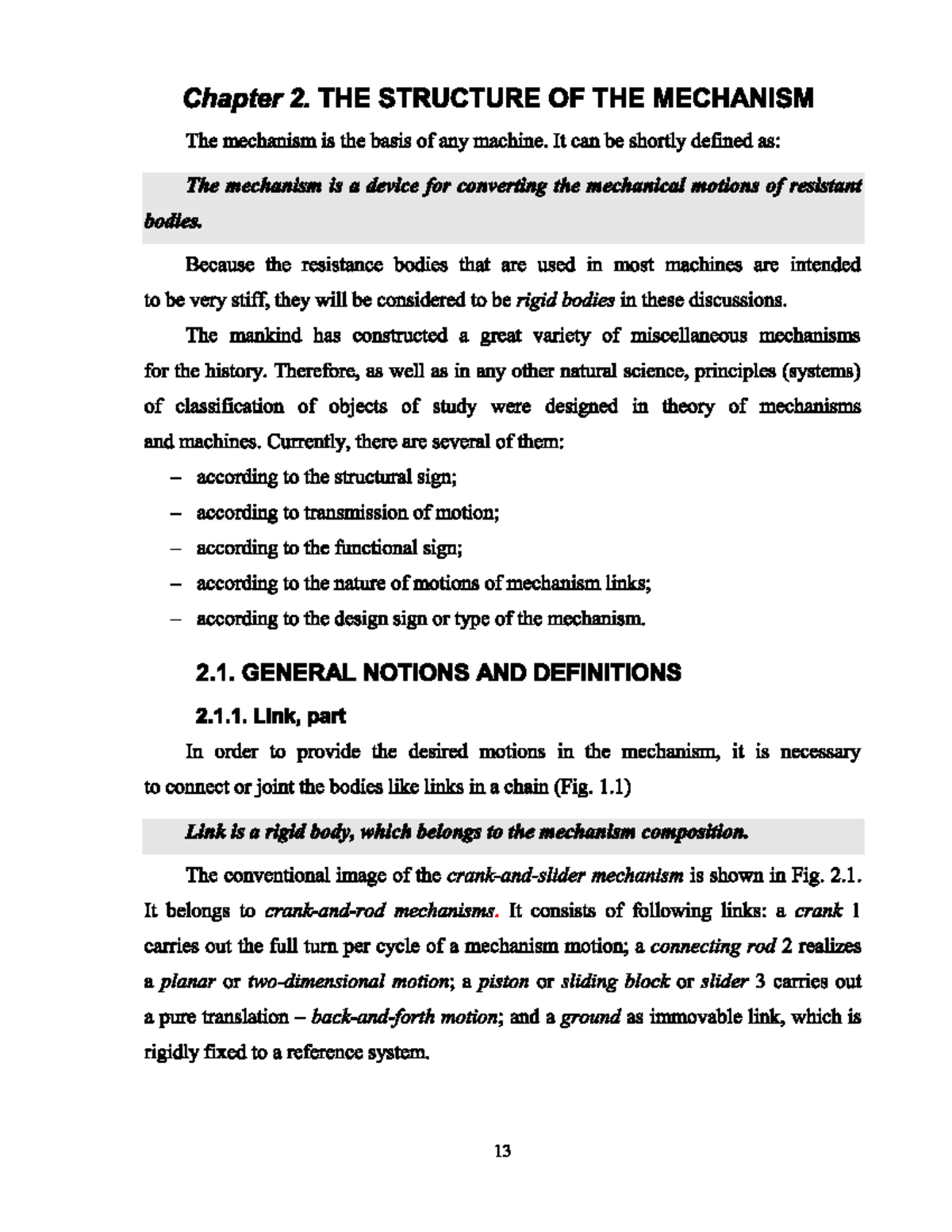 Chapter 2: The Structure of the Mechanism in Engineering Mechanics ...
