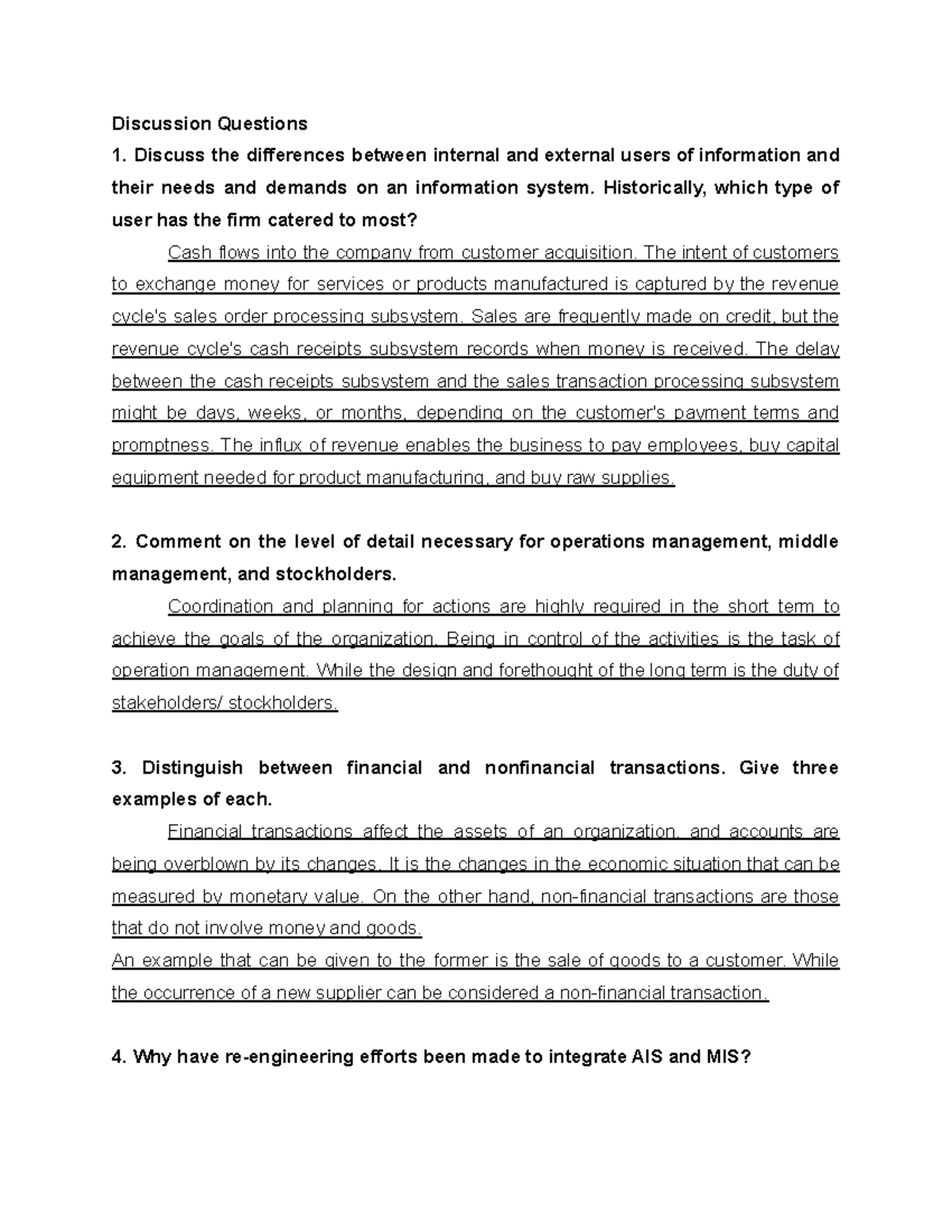 Chapter 1 Discussion on AIS and Its Key Components - Studocu