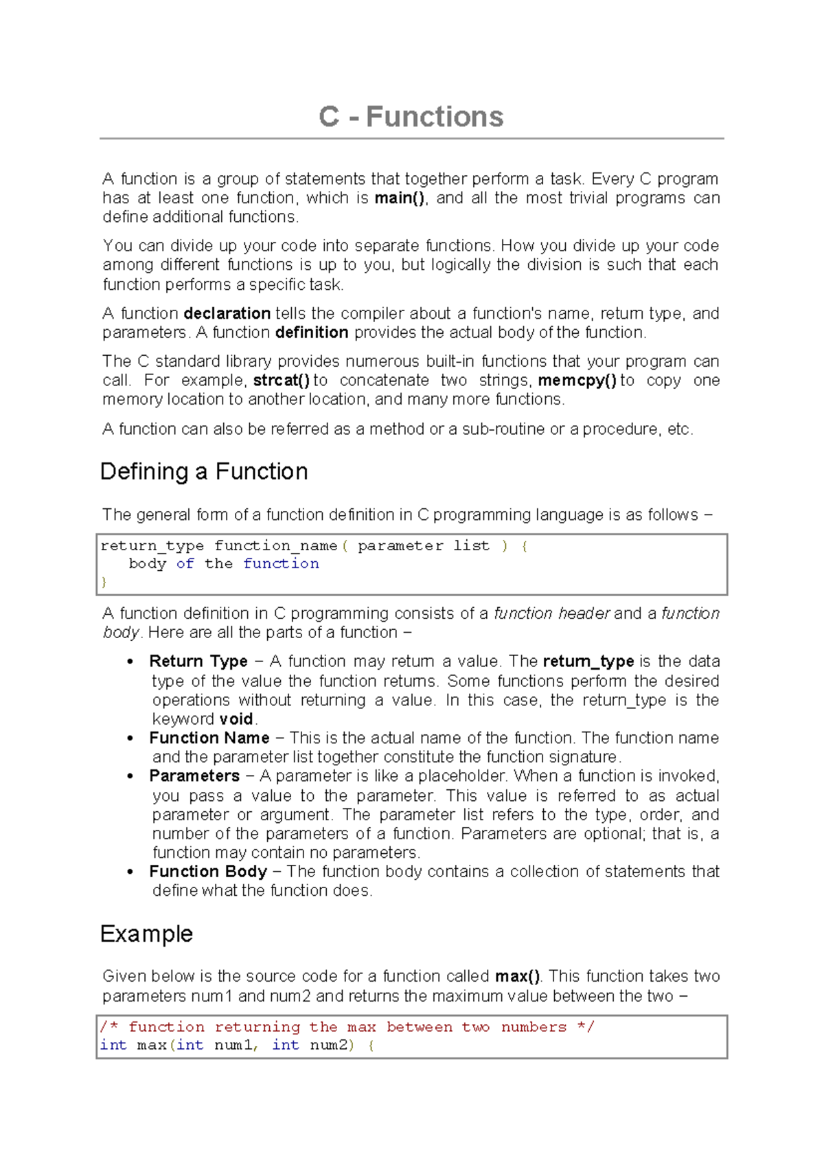 Lecture 9-C Functions - C Programming full course notes to study ...