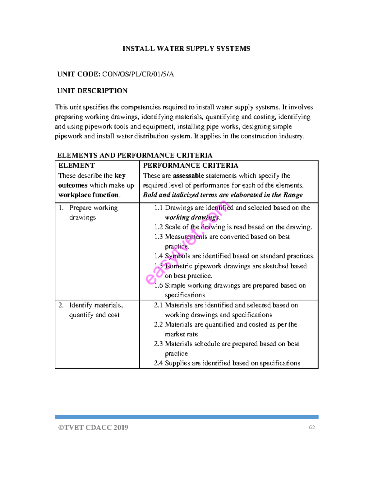 Water Supply Systems Installation Notes - CDACC 2019 - Studocu