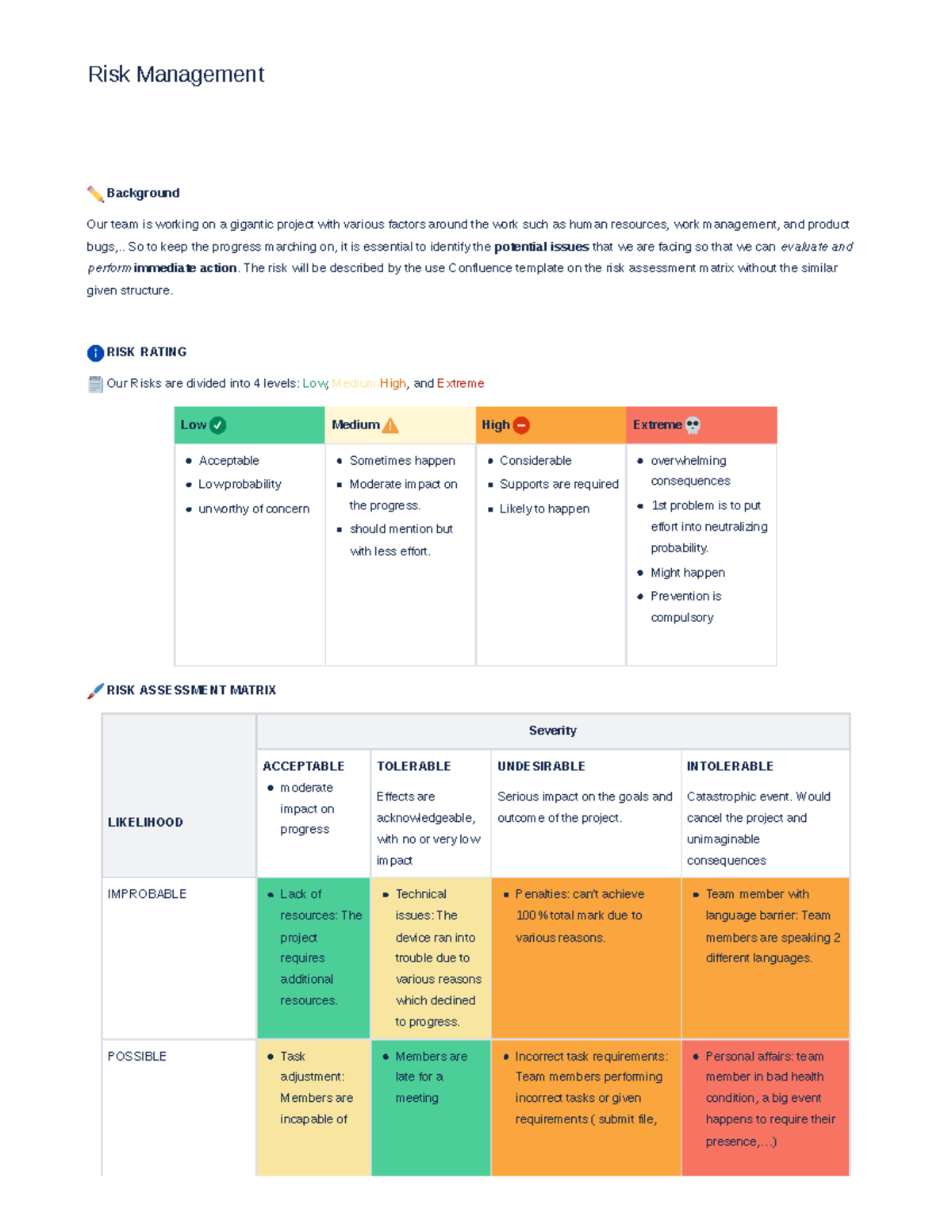ProjectProposal_Risk Assessment - Risk Management Background Our team ...