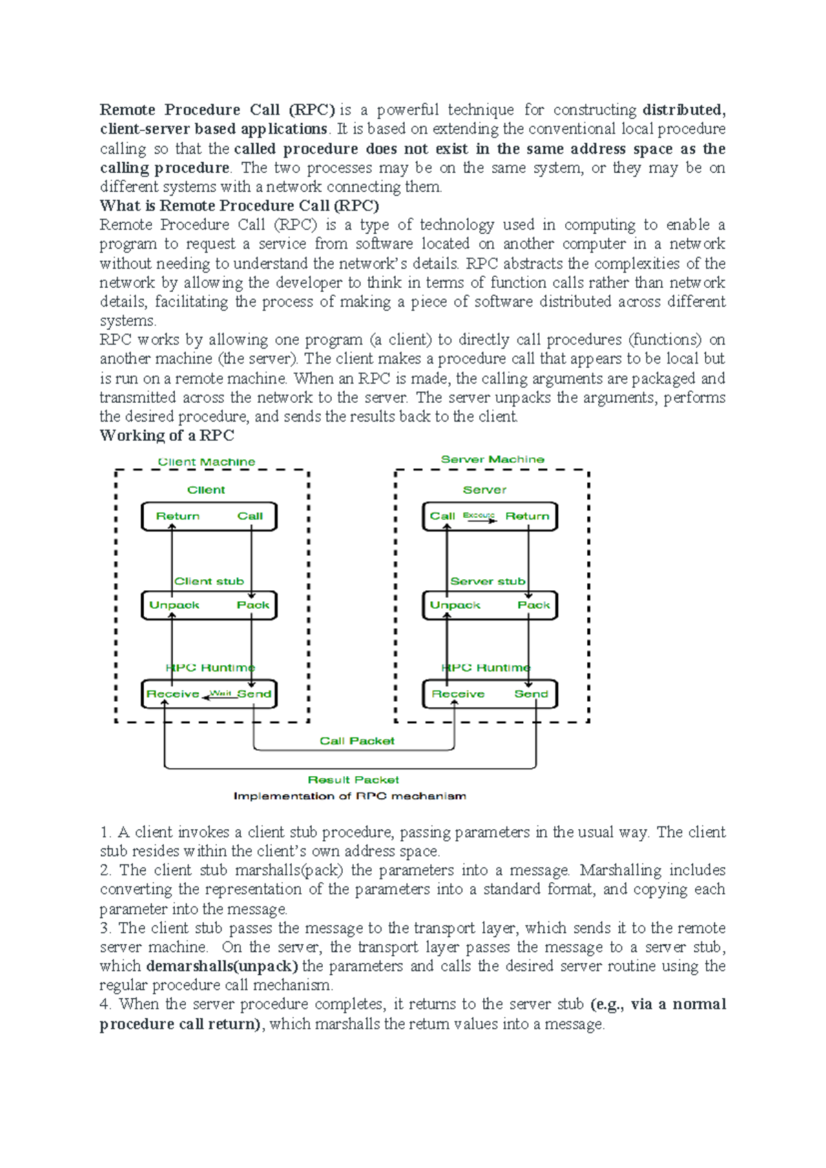 RPC - Remote Procedure Call Overview and TCP/IP Notes - Studocu