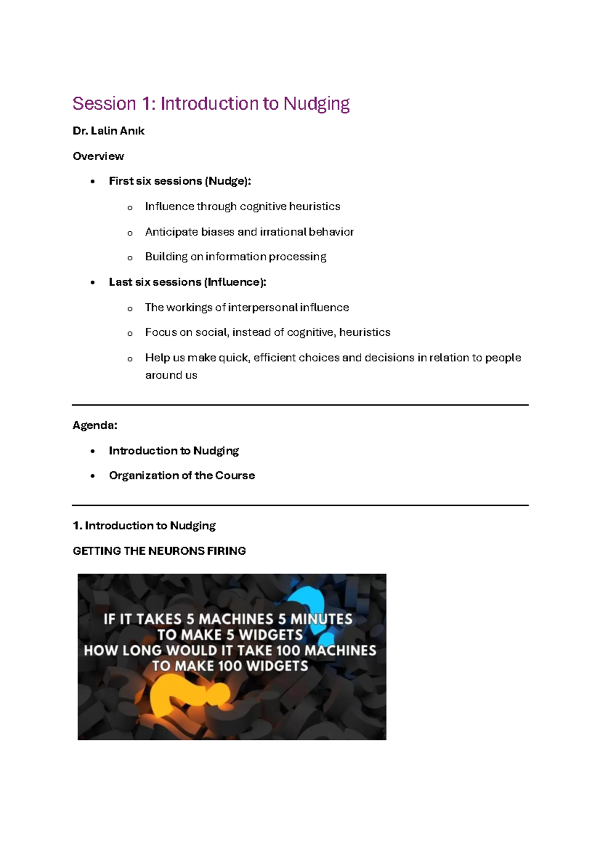 Nudge Theory: Session 1 Notes on Behavioral Economics & Decision-Making ...
