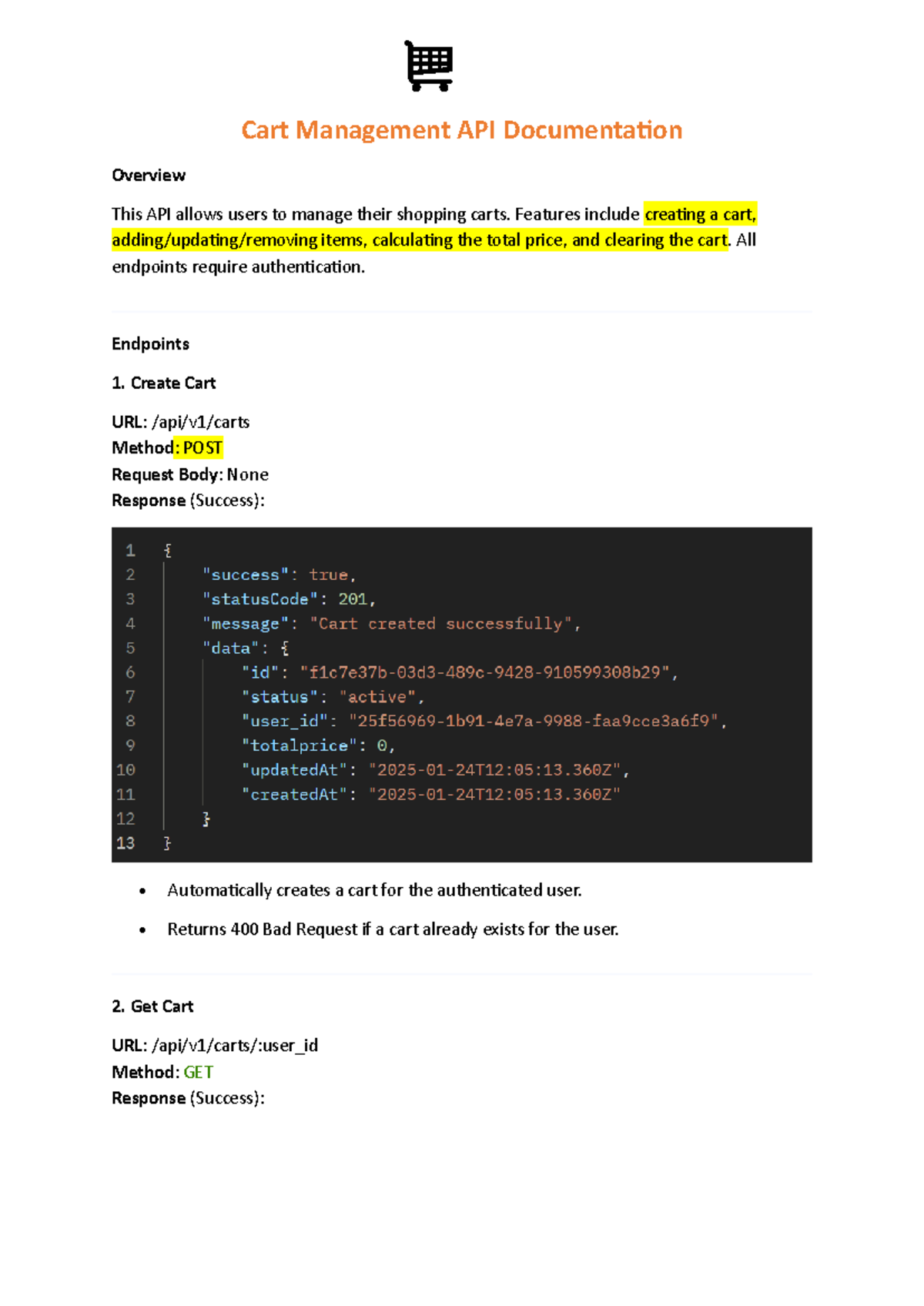 Cart Management API Documentation - Cart Management API Documentation ...