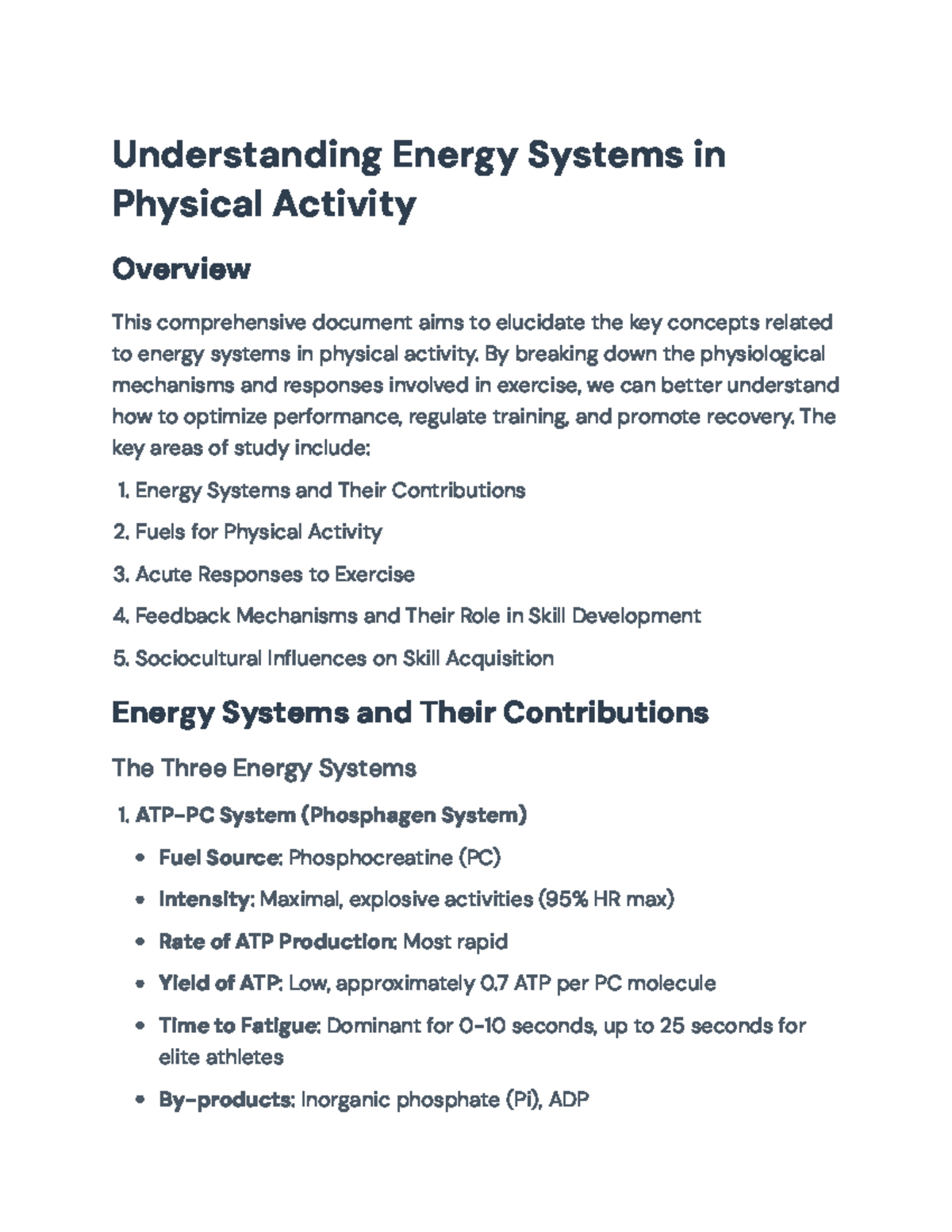Understanding Energy Systems in Physical Activity: Key Concepts ...
