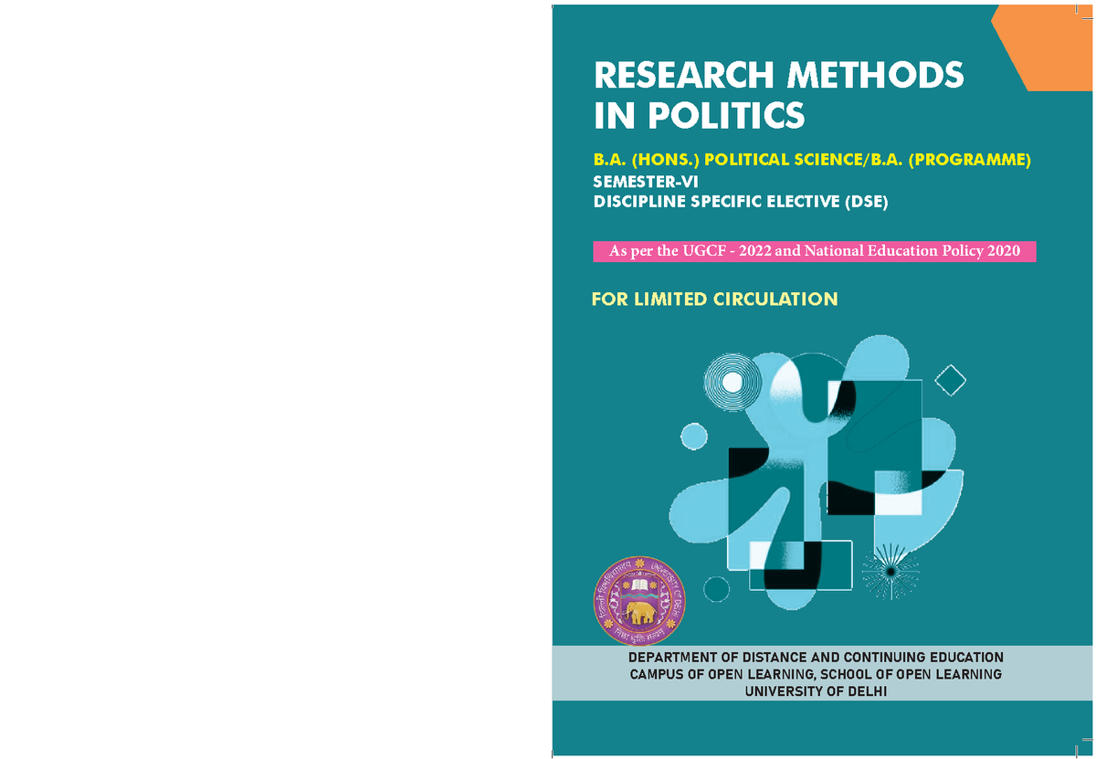 Research Methods in Politics: B.A. (Hons.) DSE Syllabus Overview - Studocu