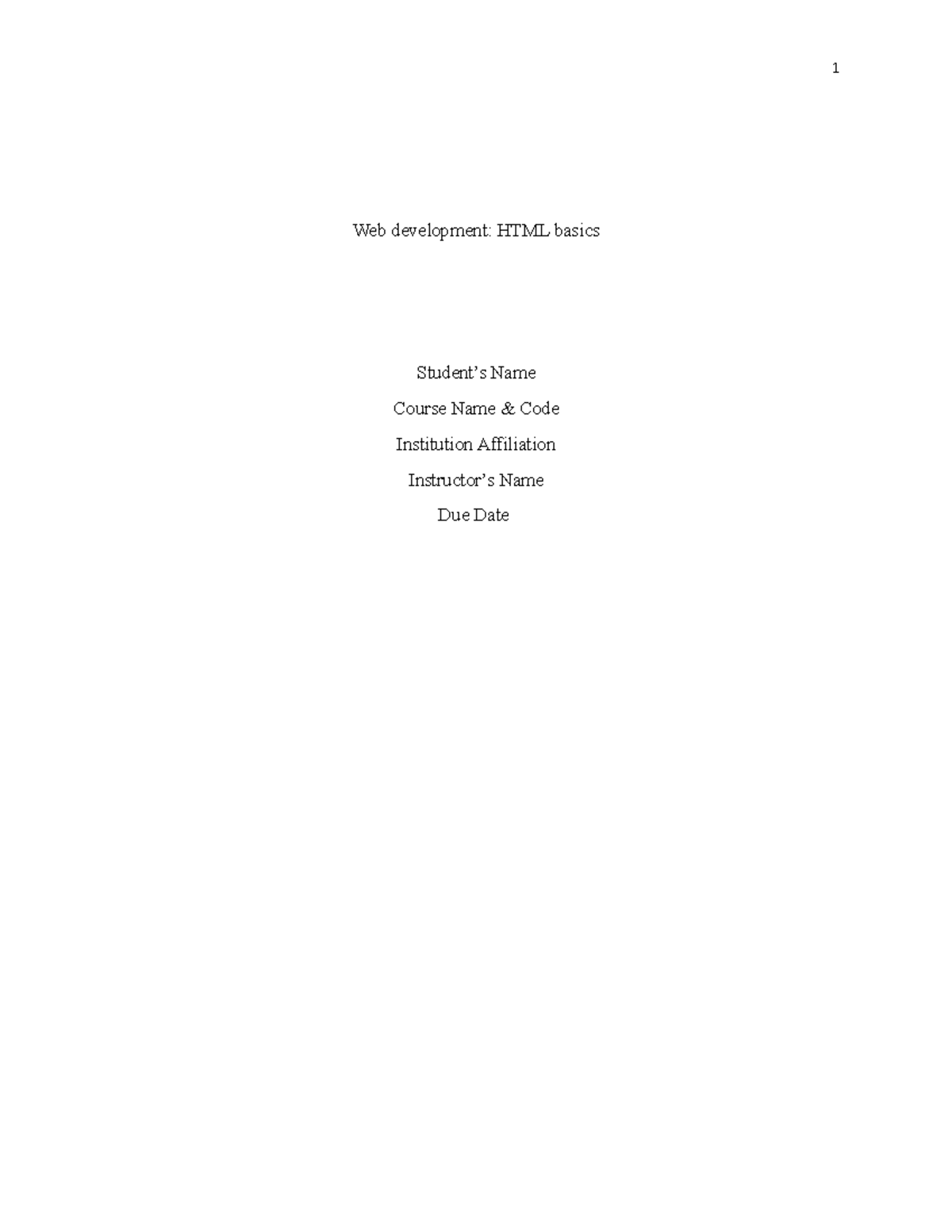 HTML Basics for Web Development - Course Code & Final Assignment - Studocu