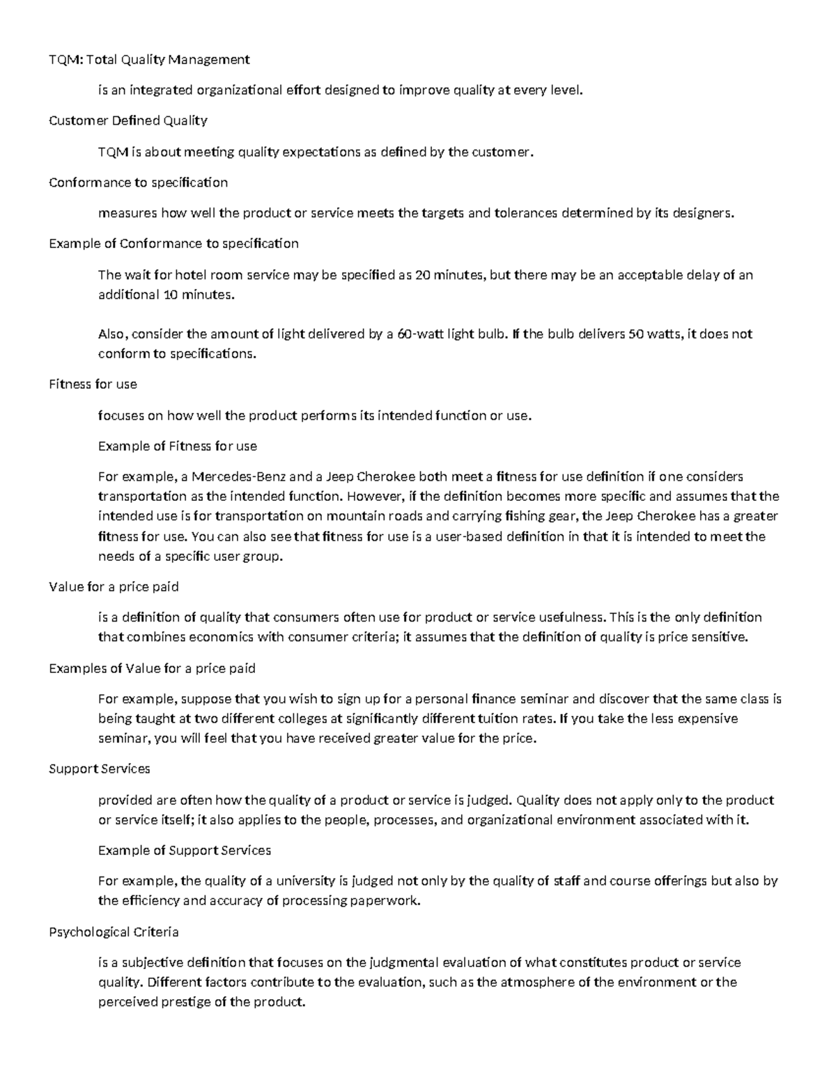 C215 Total Quality Management (TQM) Study Guide Overview - Studocu