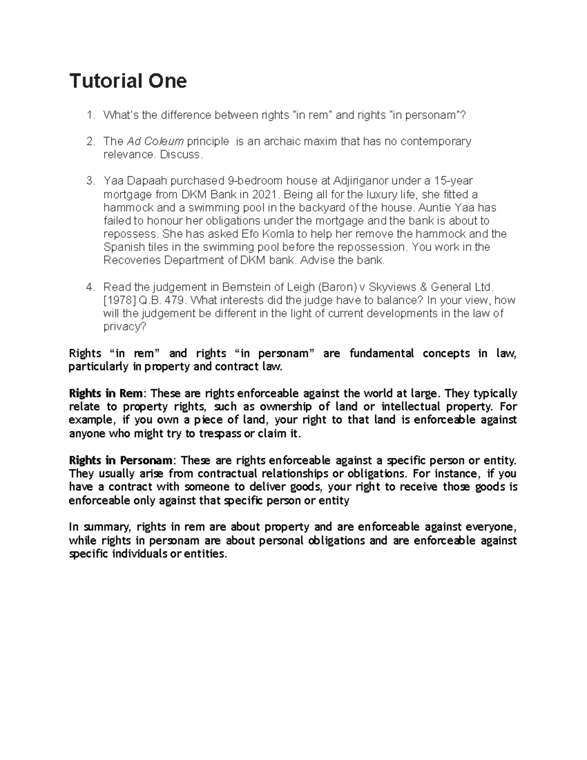 Property Law Concepts: Rights in Rem vs. Rights in Personam - Tutorial ...