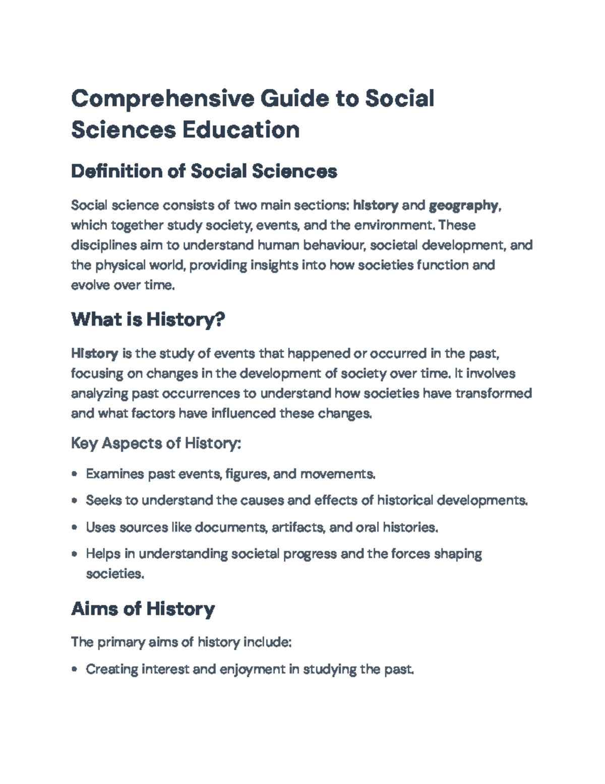 Comprehensive Guide to Social Sciences Education: History & Geography ...