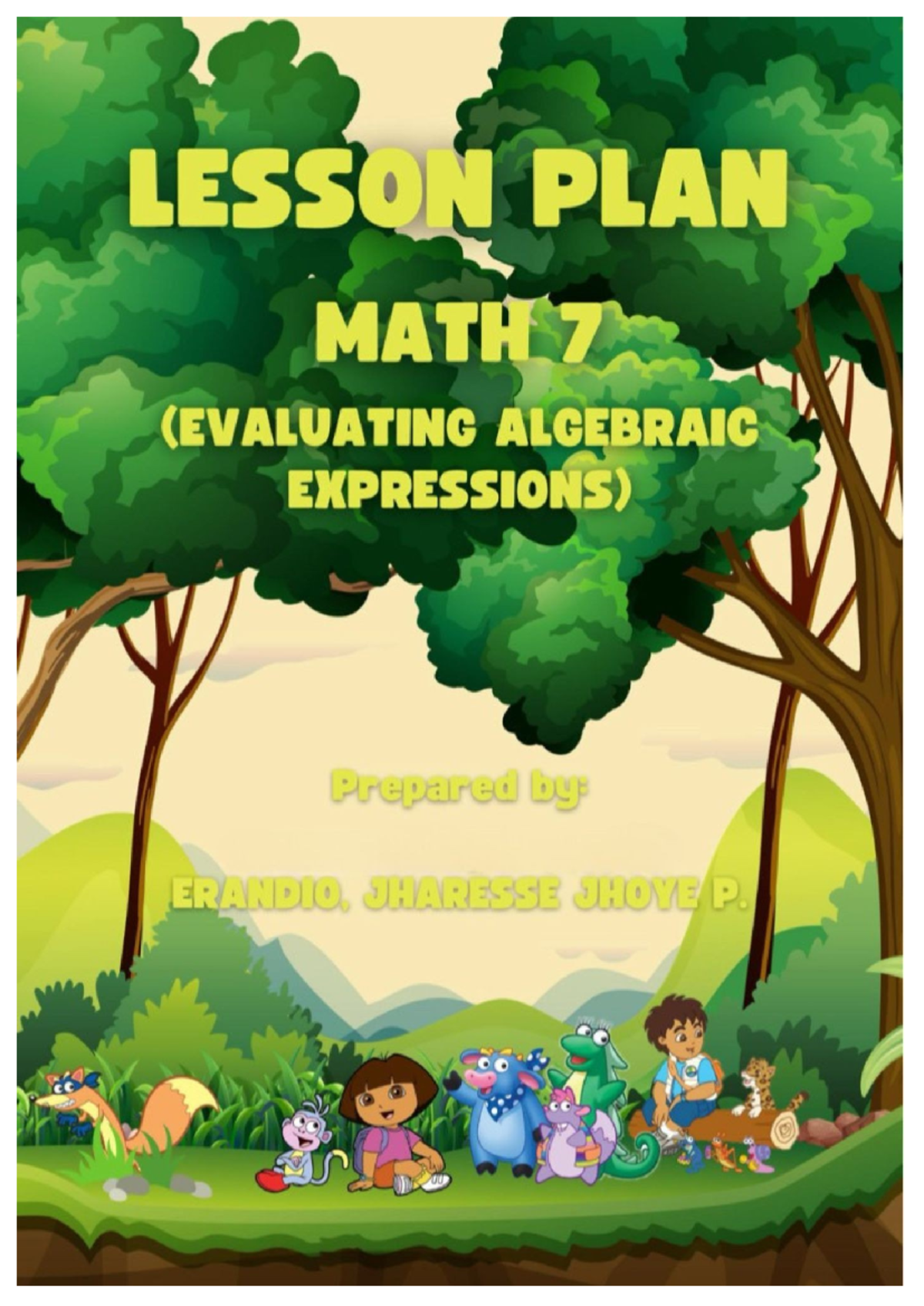 Lesson Plan: Evaluating Algebraic Expressions for Grade 7 - Studocu
