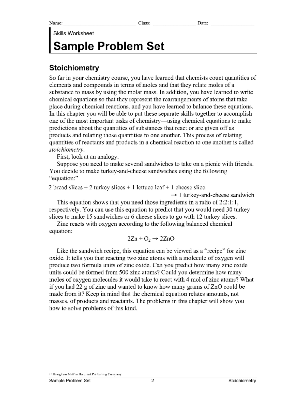 Stoichiometry Sample Problems: Practice Set & Solutions - Studocu