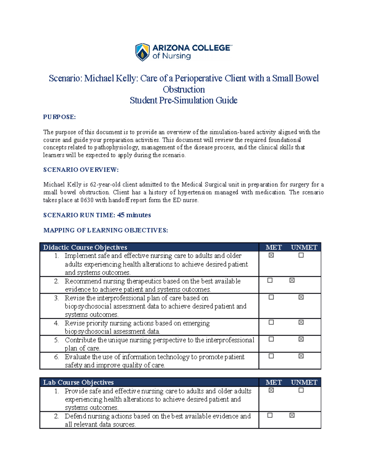 MS 2 Simulation Prebrief: Nursing Care for Perioperative Small Bowel ...