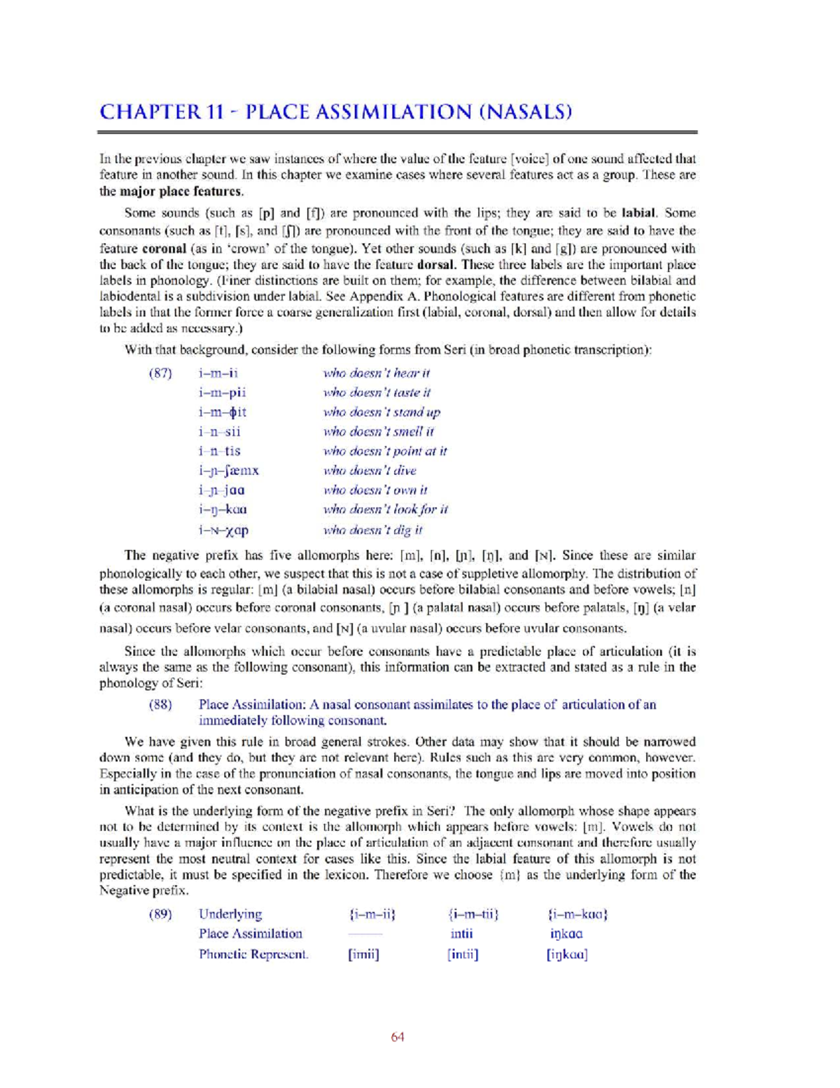 CHAPTER 11: PLACE ASSIMILATION IN NASALS (PHONOLOGY) - Studocu