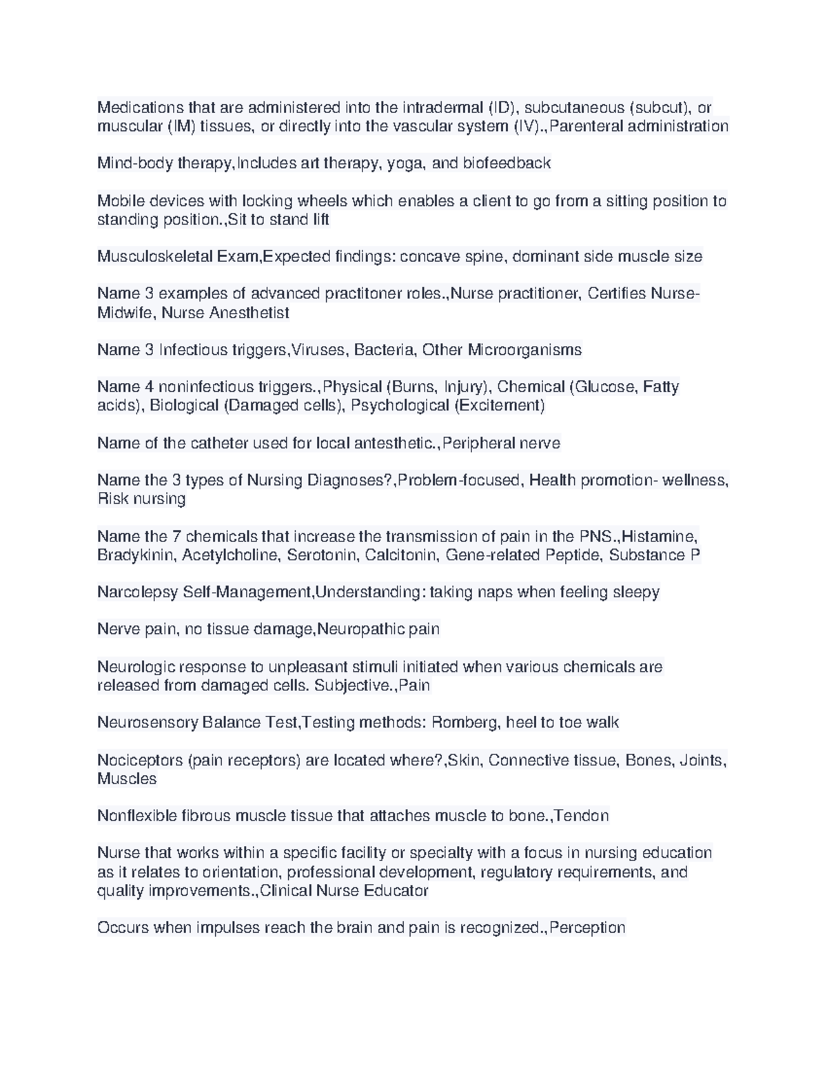 NUR 100 Final Exam Study Guide: Key Concepts and Terms (pgs 21-31 ...