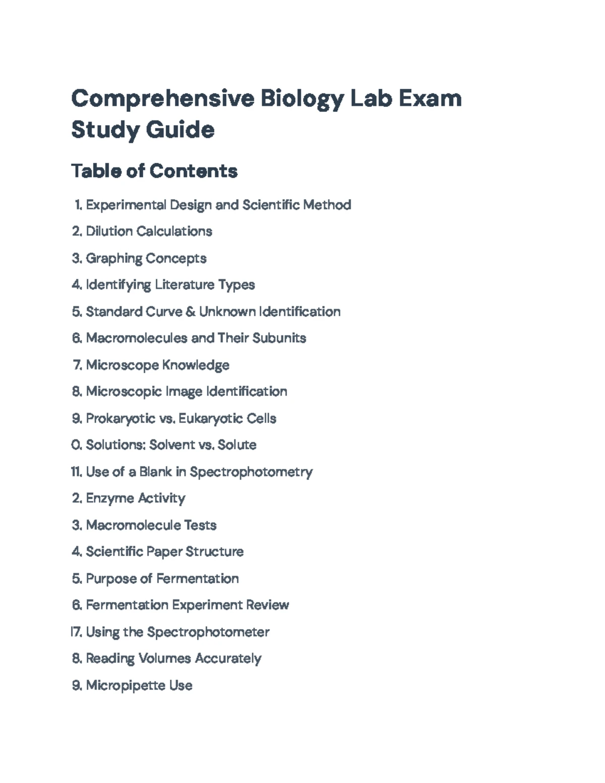 Biology Lab Exam Study Guide (BIO101): Key Concepts & Tips for Success ...