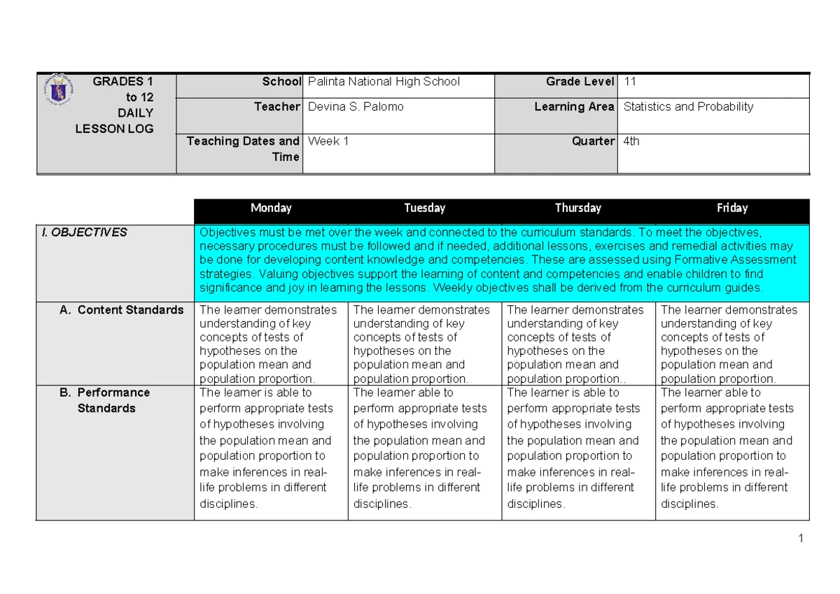 Statistics 4th Grading Exam: Assessment on Hypothesis Testing and Data ...