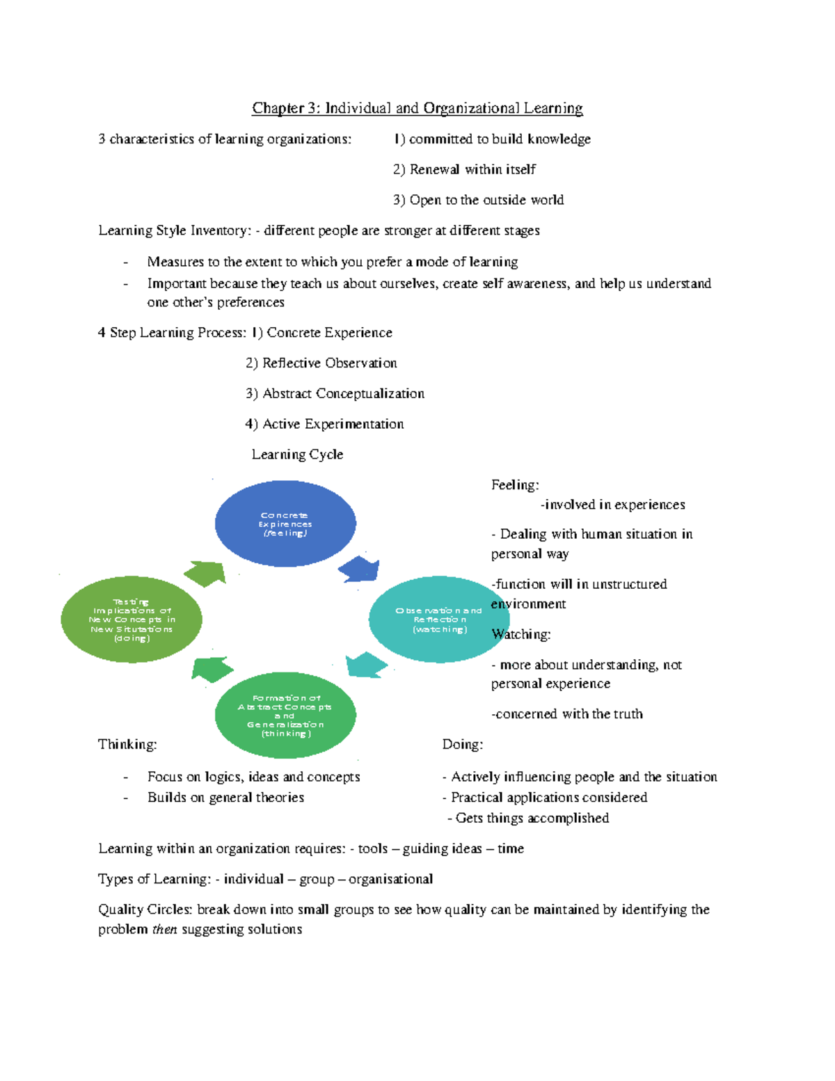Chapter 3 - Learning Organizations and the Learning Cycle in OB (OB-8 ...