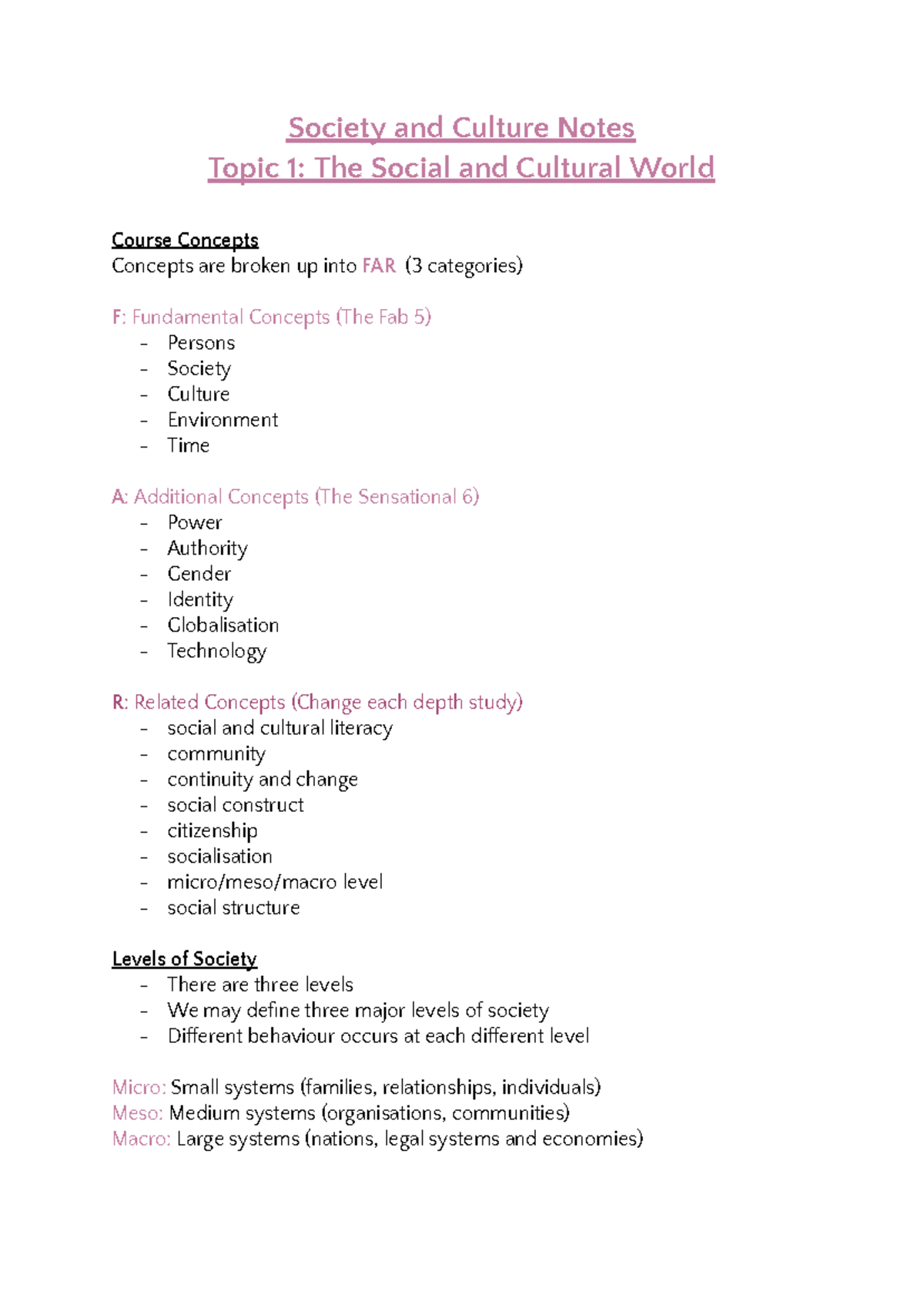Society and Culture Notes: Understanding Social Structures and Concepts ...