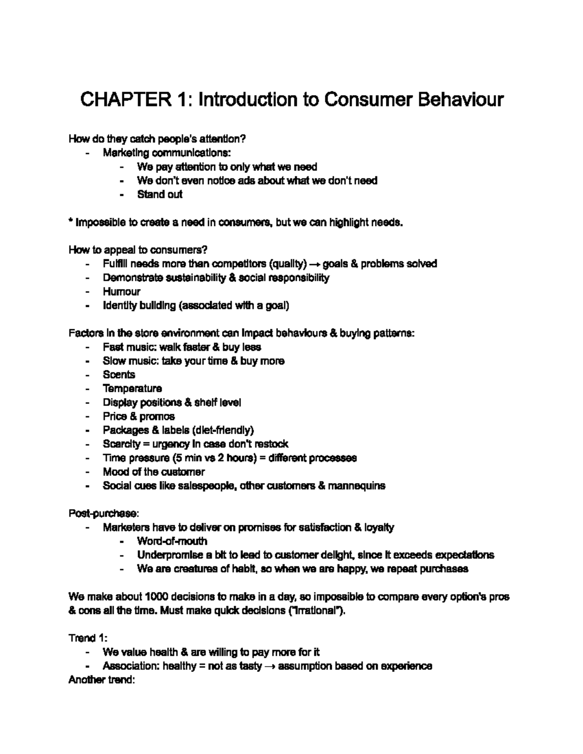 Mark 305: Chapter 1 - Introduction to Consumer Behaviour Insights - Studocu