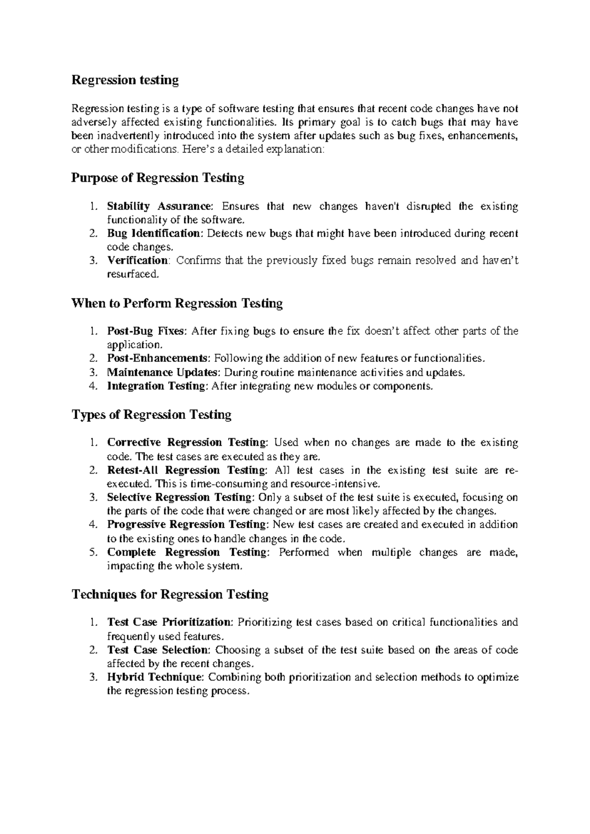 3.3 Regression Testing: Ensuring Software Stability and Quality - Studocu