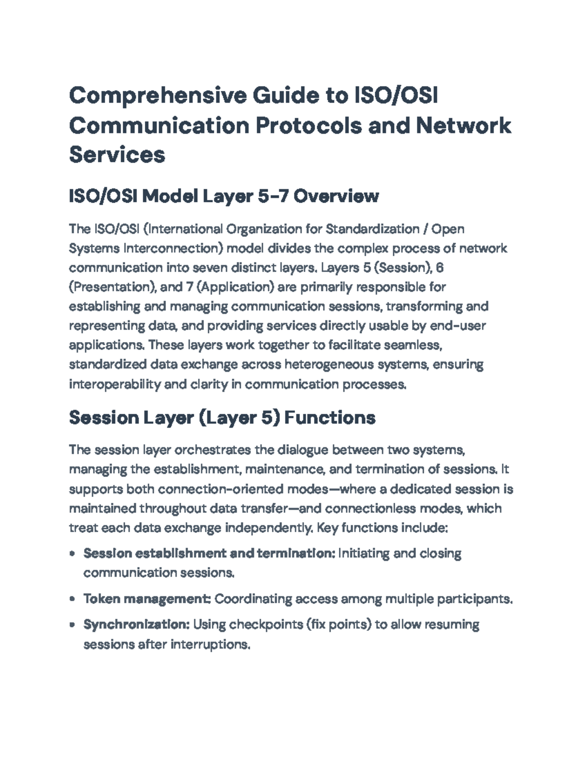 Comprehensive Guide to ISO/OSI Layers 5-7: Protocols & Services - Studocu