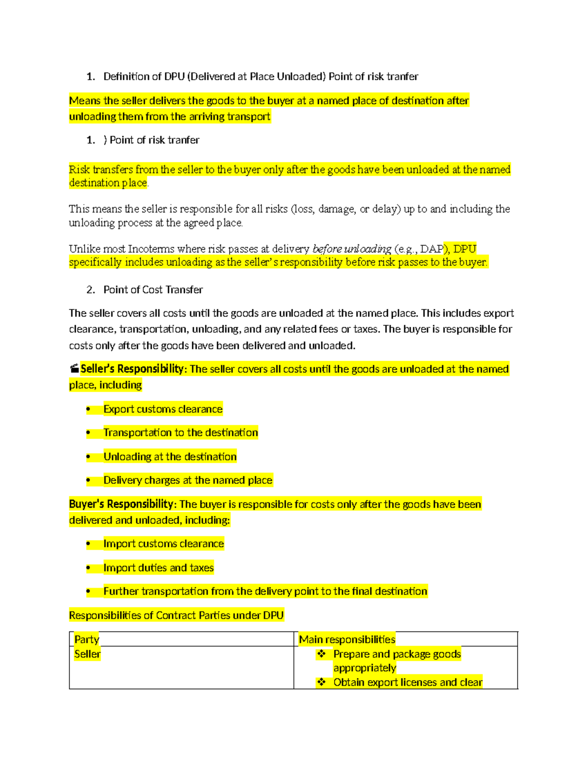 DPU Definition & Responsibilities: Risk & Cost Transfer Explained - Studocu