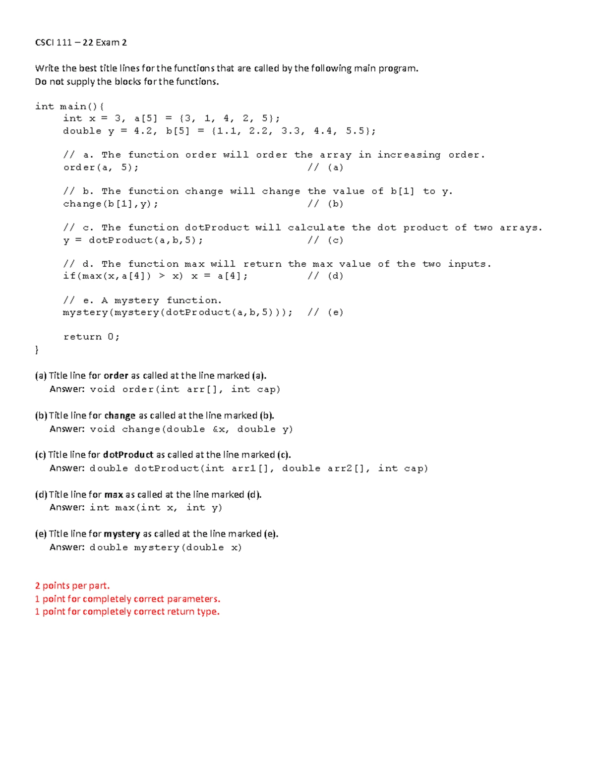 CSCI 111 Midterm Exam 1 Solutions on C++ Program Constructs - Studocu