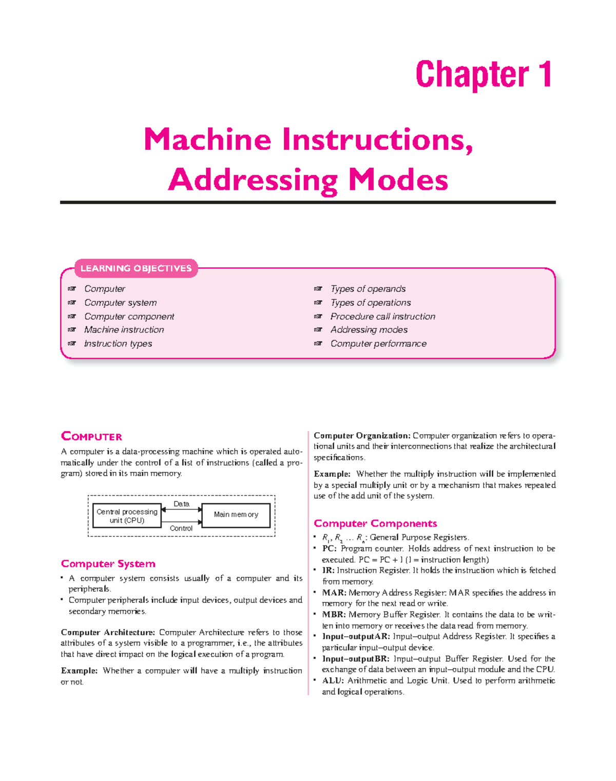 CH-1 - Machine Instructions & Addressing Modes Overview - Studocu
