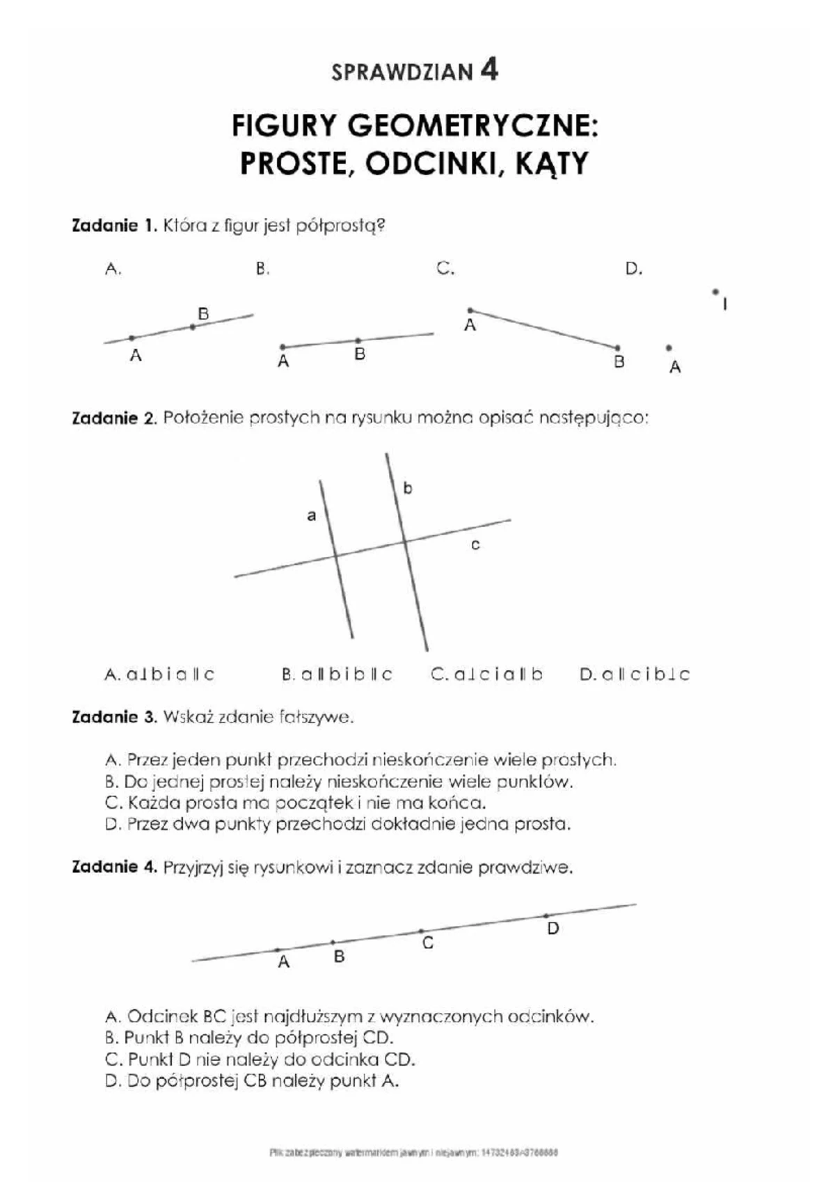 Sprawdzian Z Geometrii Dla Klasy 4 www.studocu.com