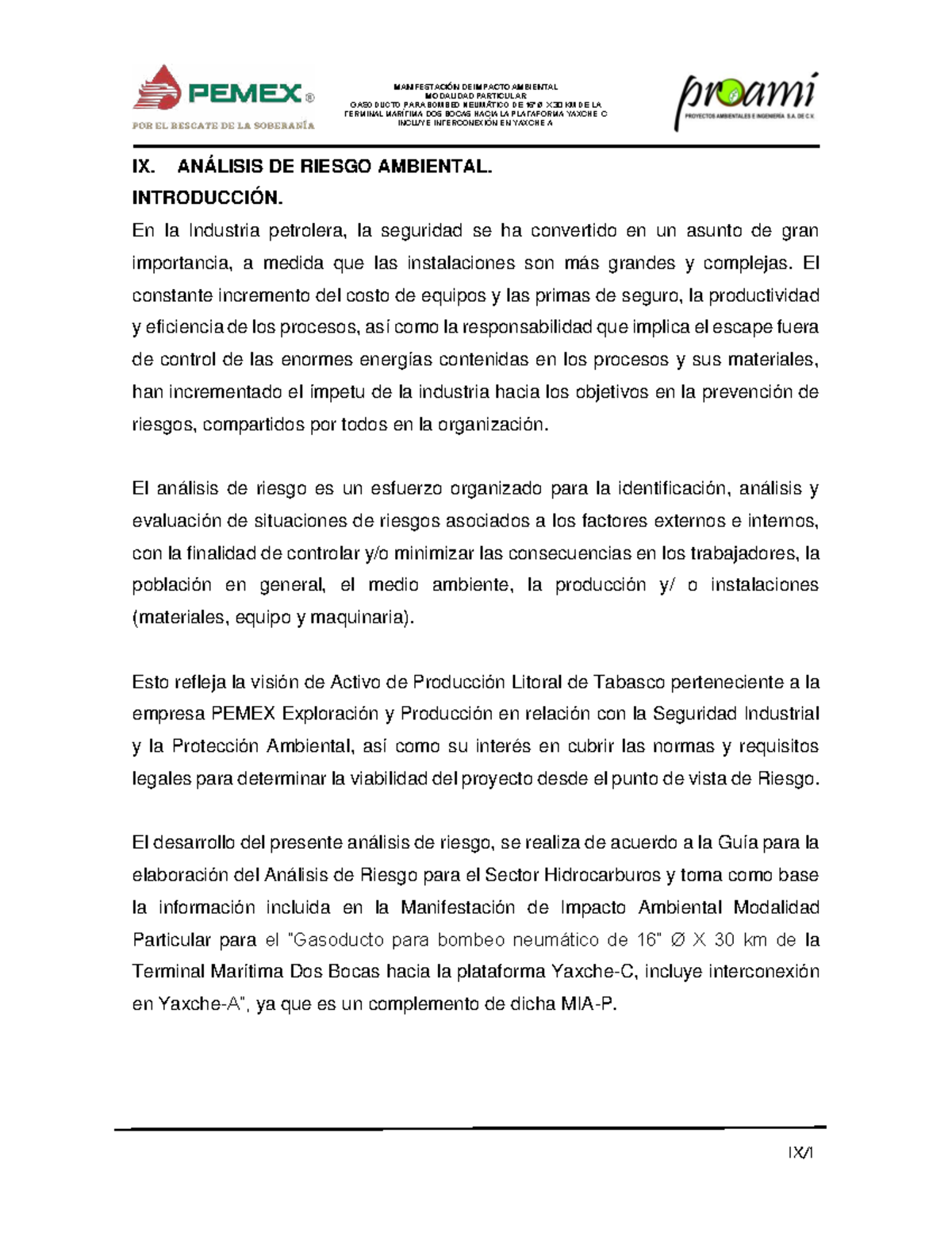 PEMEX IX. Análisis de Riesgo Ambiental para Gasoducto de Bombeo Neumático de 30 - Document Preview