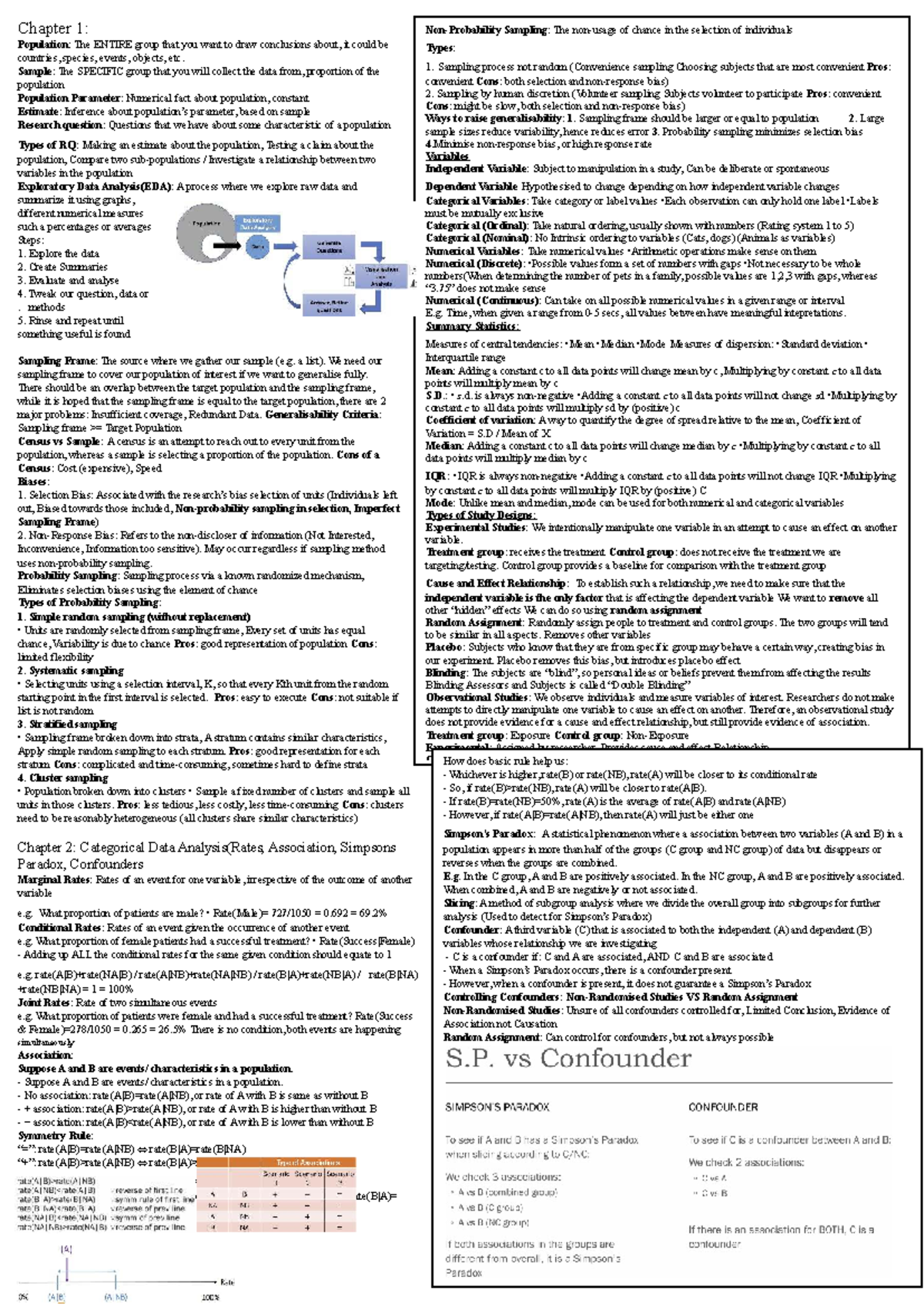 Statistical Analysis Overview: Key Concepts and Methods (STAT101) - Studocu