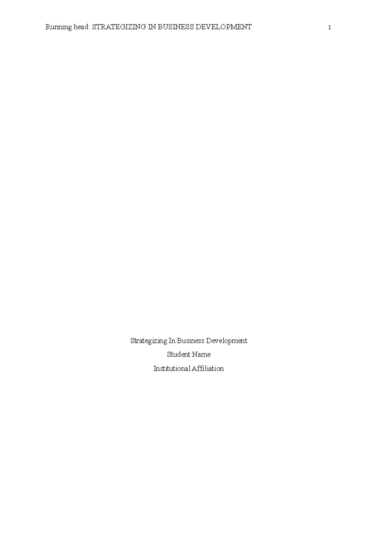 Rev 2: Strategies in Business Development for Course BUS 101 - Studocu