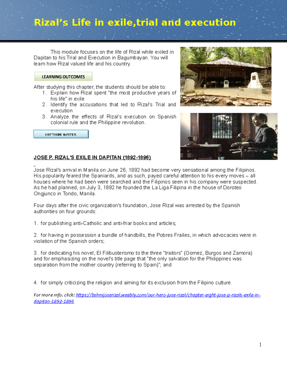 Rizal's Exile, Trial, and Execution: Key Insights and Events - Studocu
