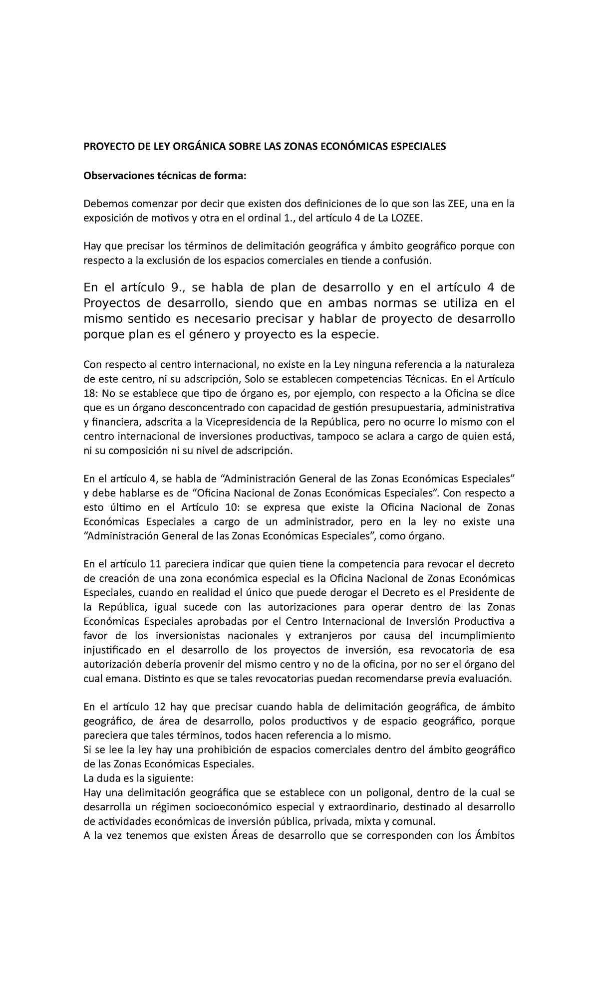 Comentarios a la Ley de Zonas Económicas Especiales - Análisis ...