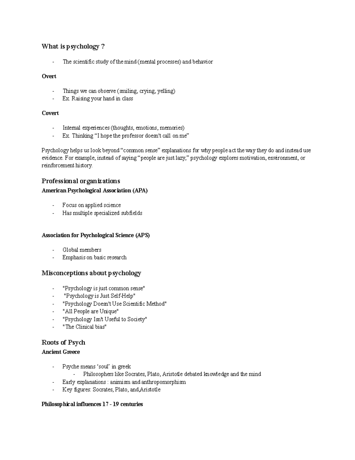 PSY101: Exam 1 Notes - Introduction to Psychology & Biology of Behavior ...