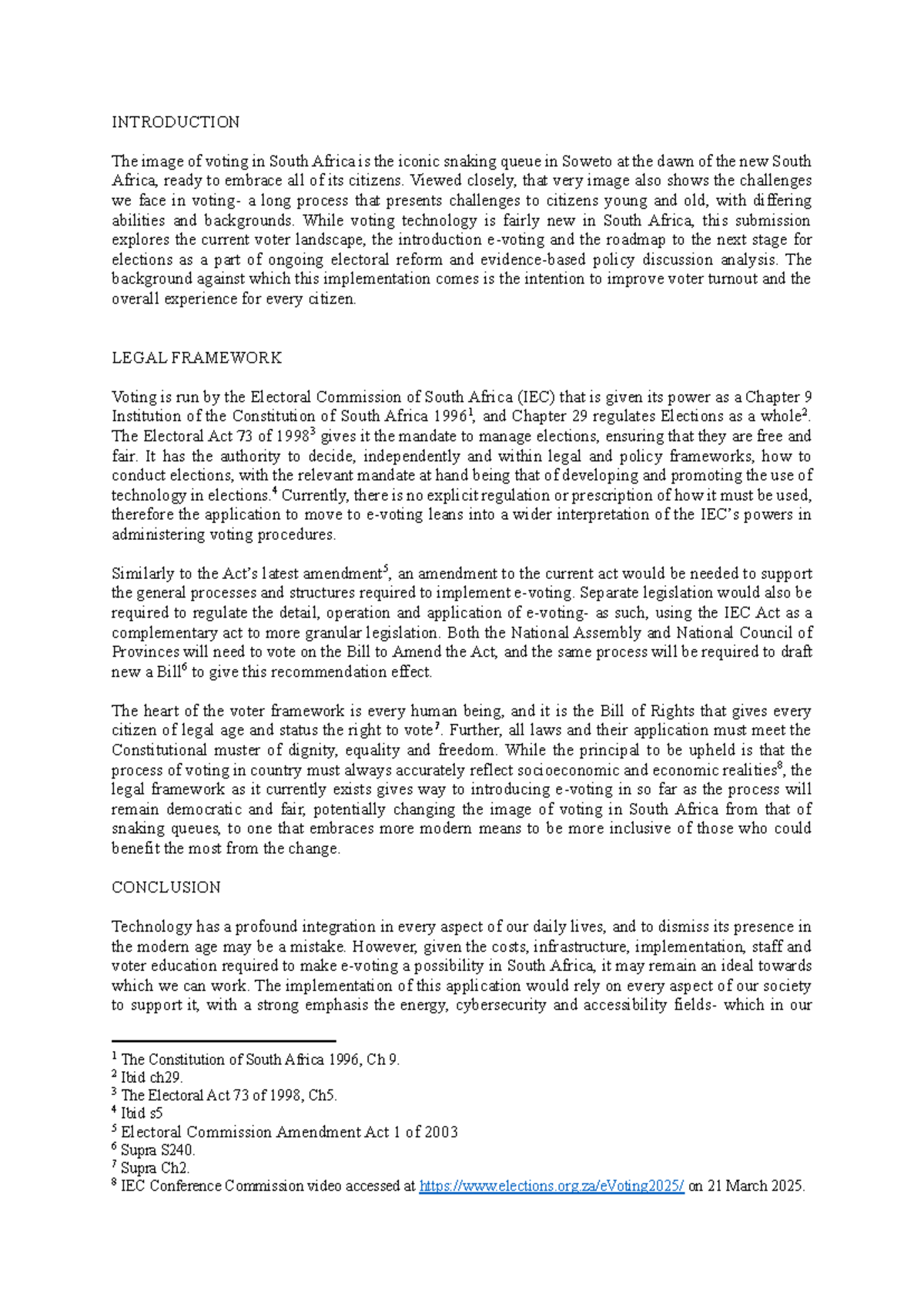 Legal Framework for Voting Technology in South Africa: A Reform ...