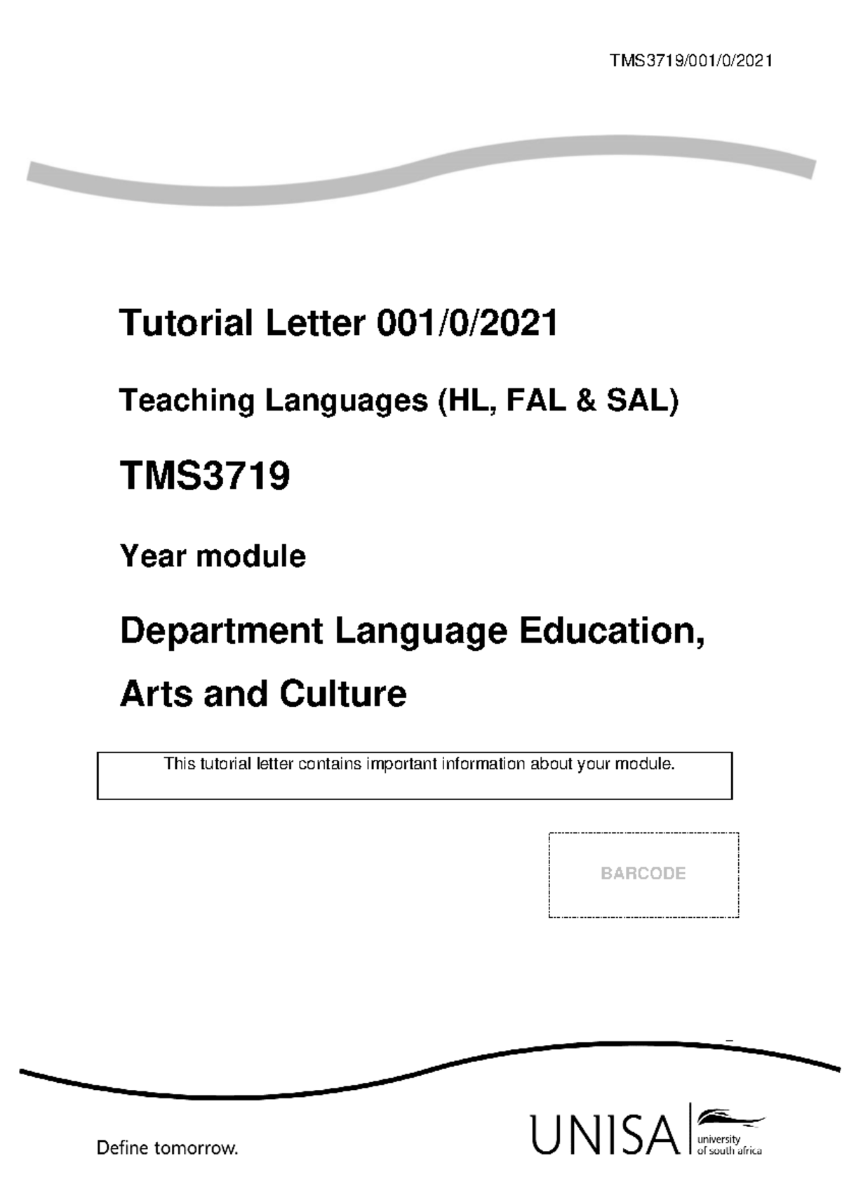 TMS3719 Tutorial Letter 1: Key Information for Teaching Languages ...