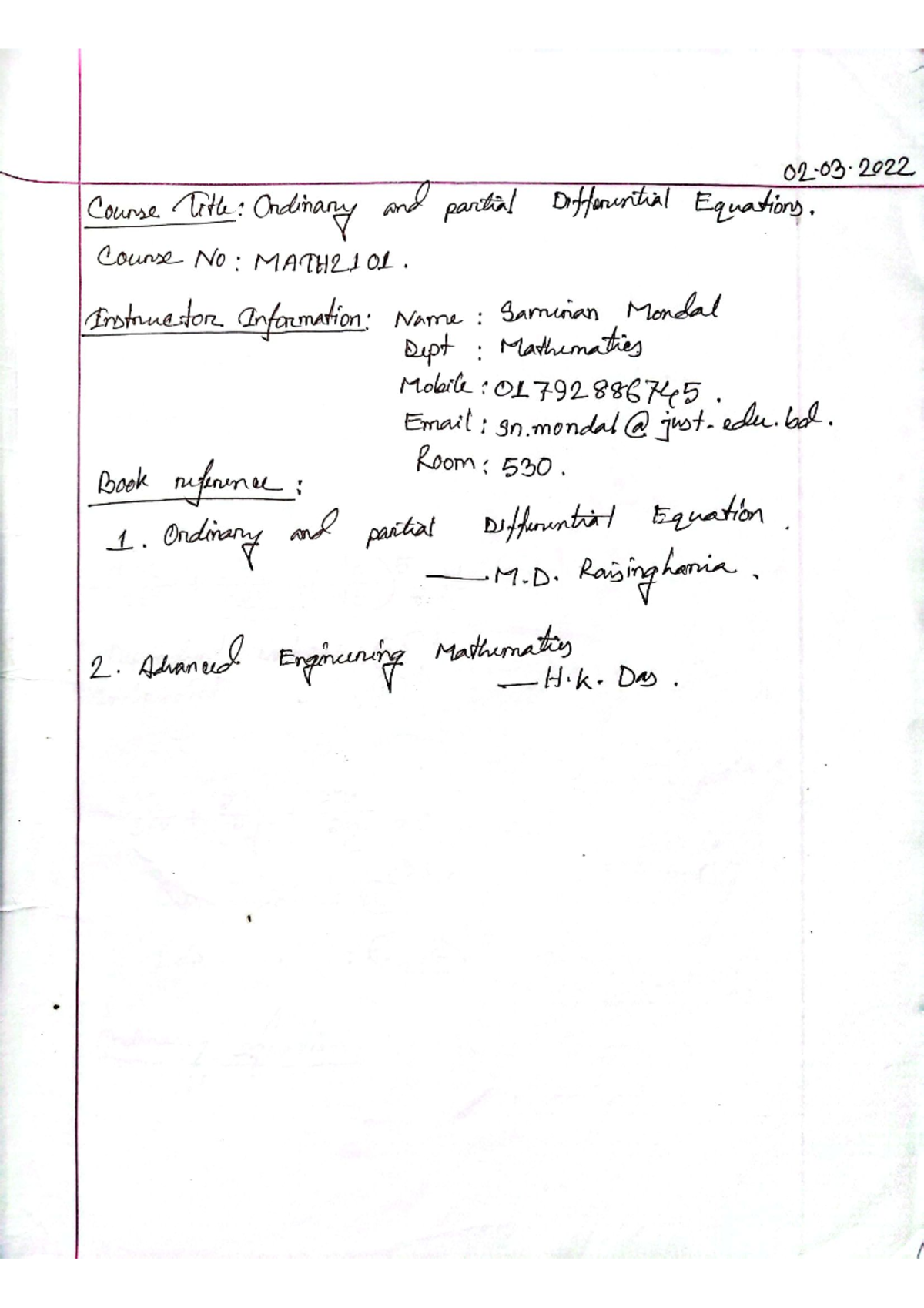 ODE & PDE Class Notes - MATH2101 - Differential Equations Overview ...
