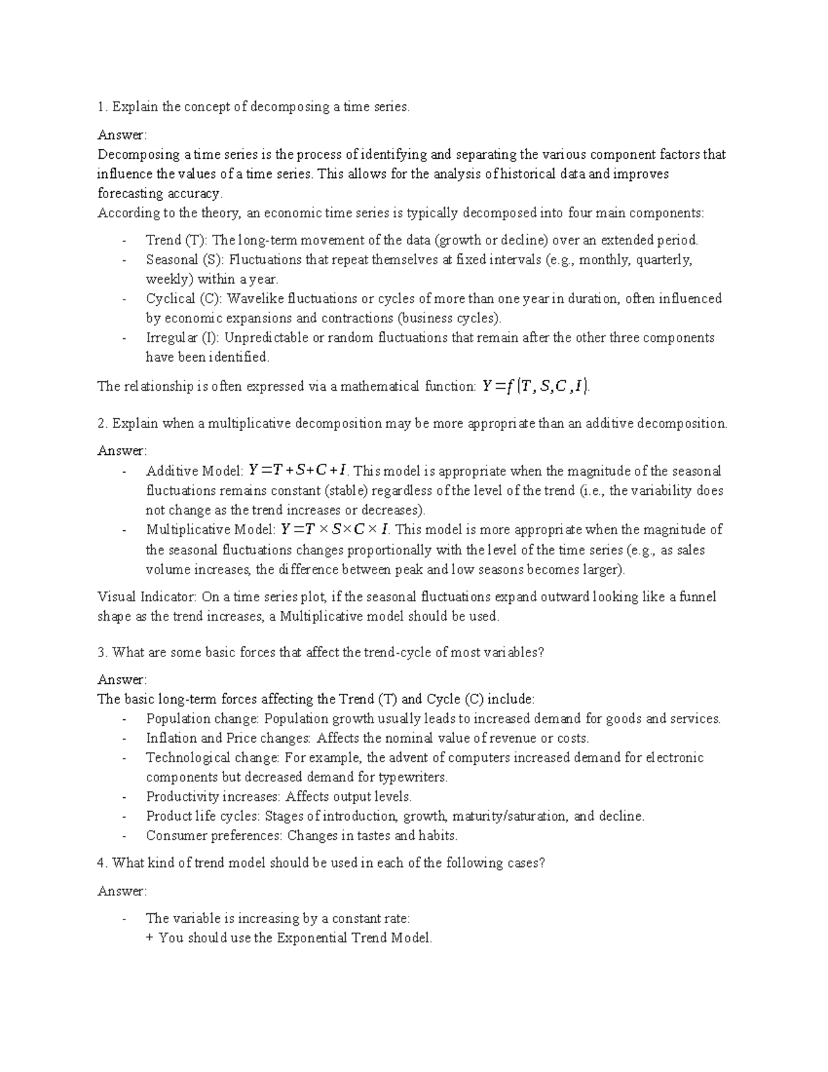 Chap 7 - Time Series Decomposition Concepts & Models - Studocu