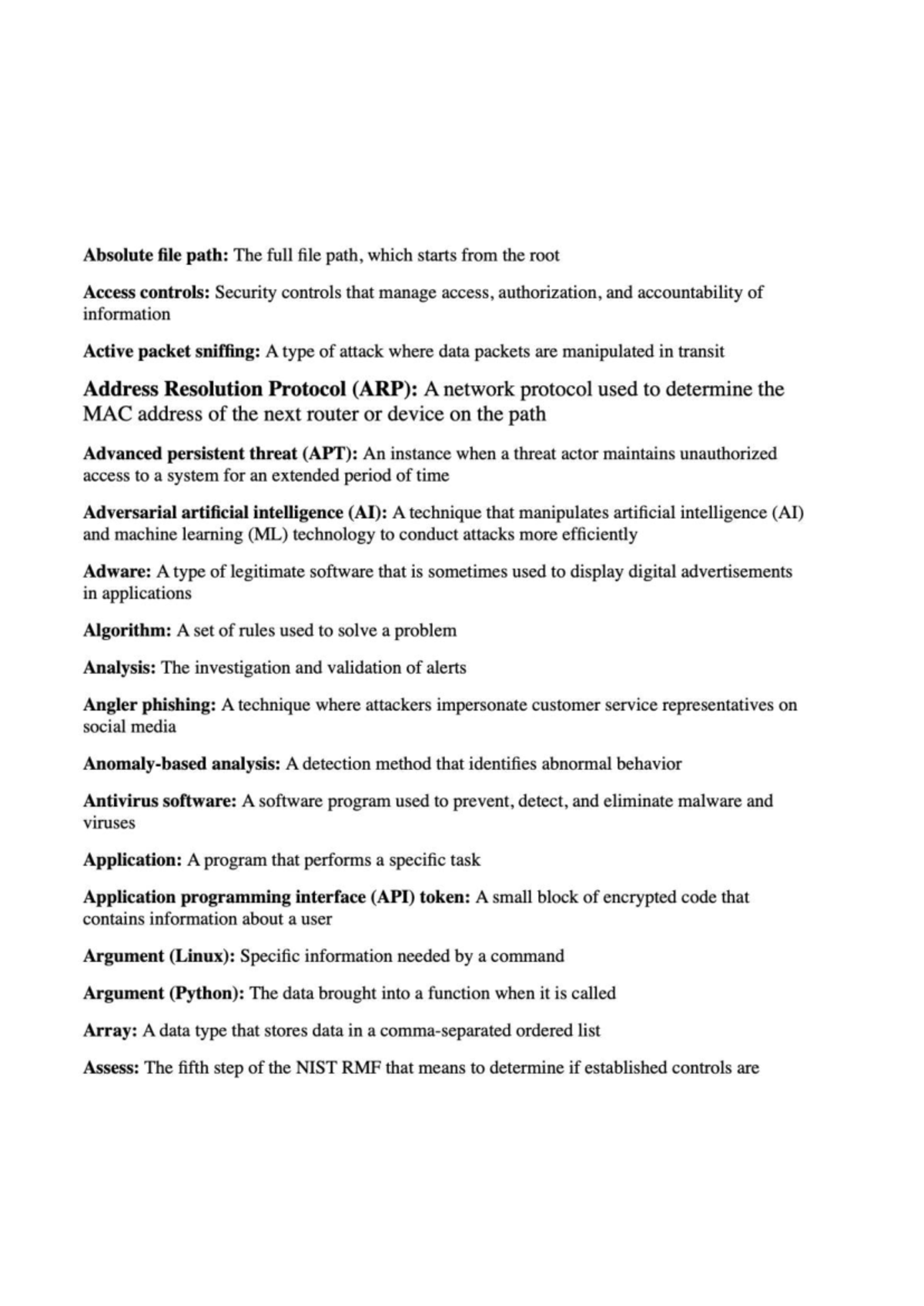 Glossary of Key Terms in Cybersecurity Concepts - Studocu
