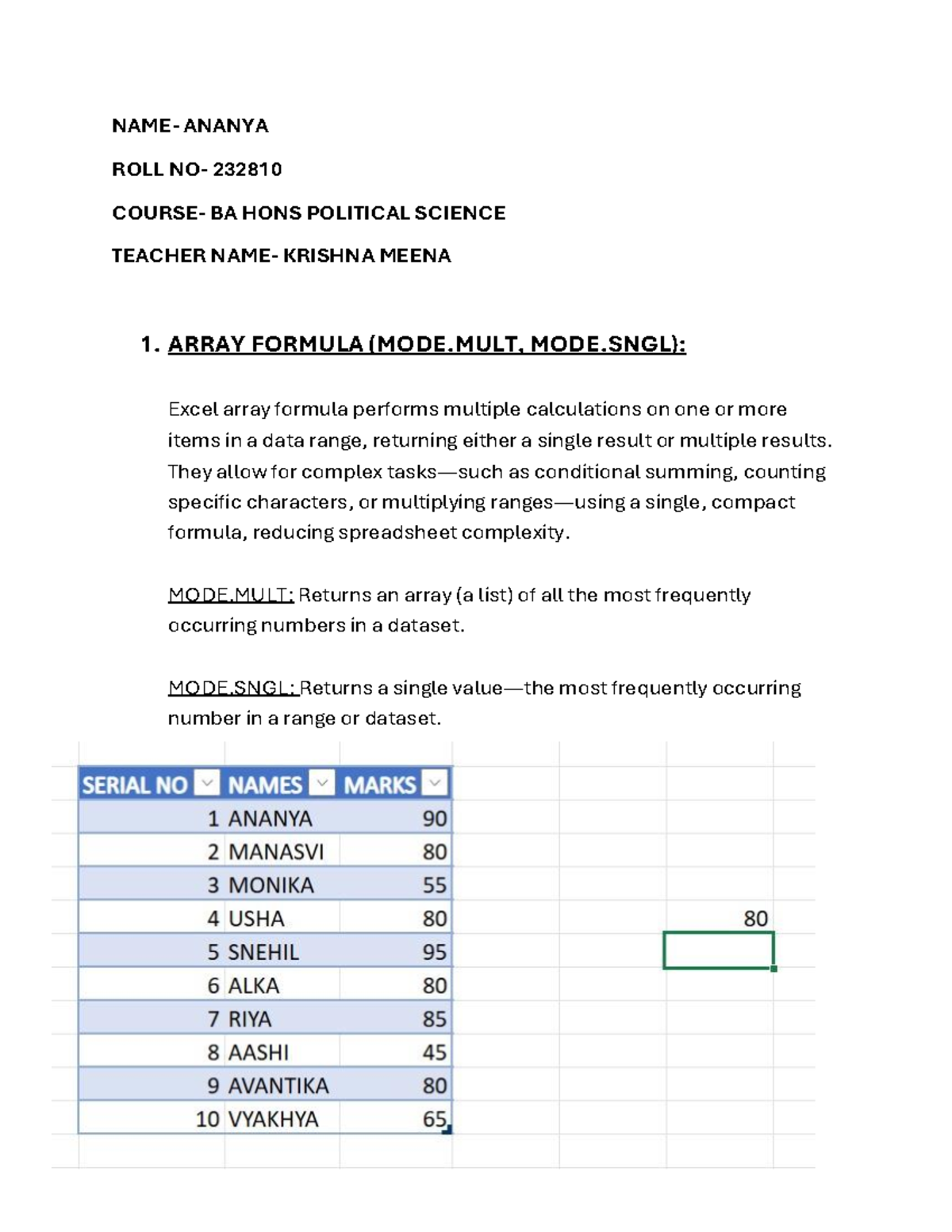 Excel Techniques for Political Science (BA Hons) - Array Formulas ...