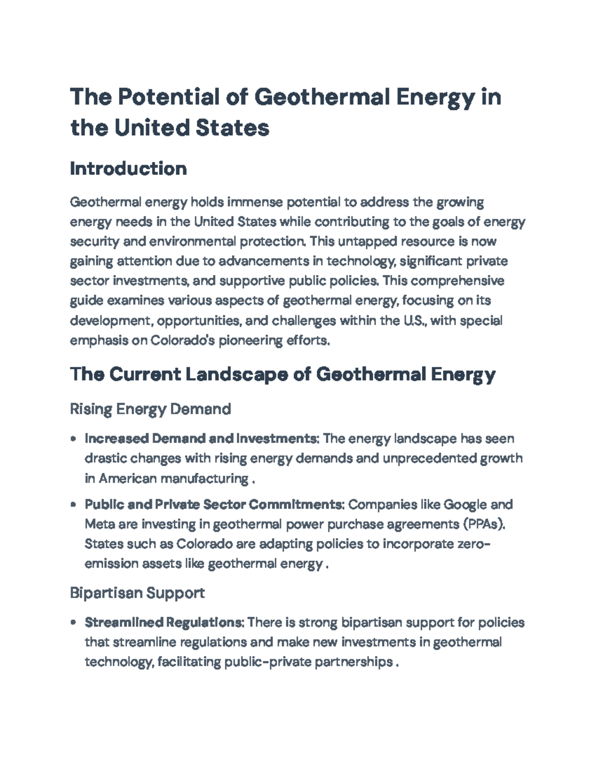 Geothermal Energy Potential in the U.S.: Opportunities and Challenges ...