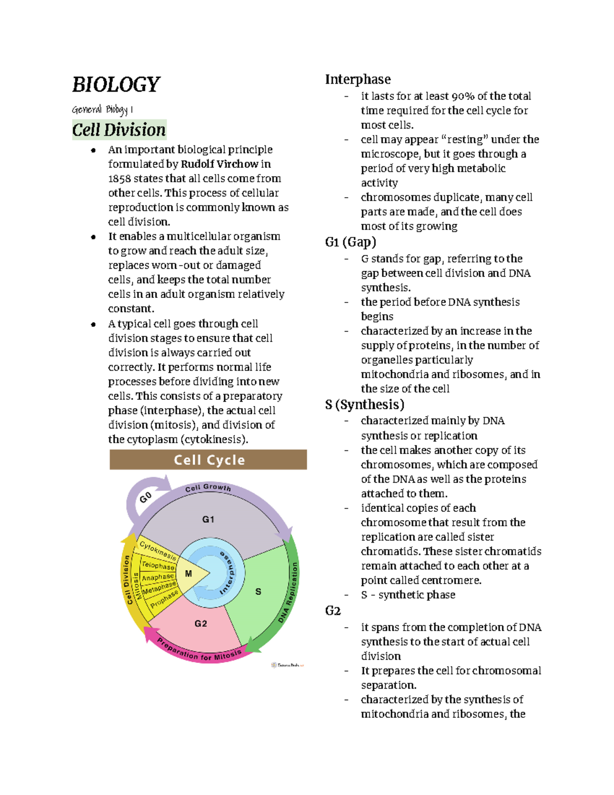 BIOLOGY 101 Final Exam Reviewer: Cell Division & Transport Mechanisms ...