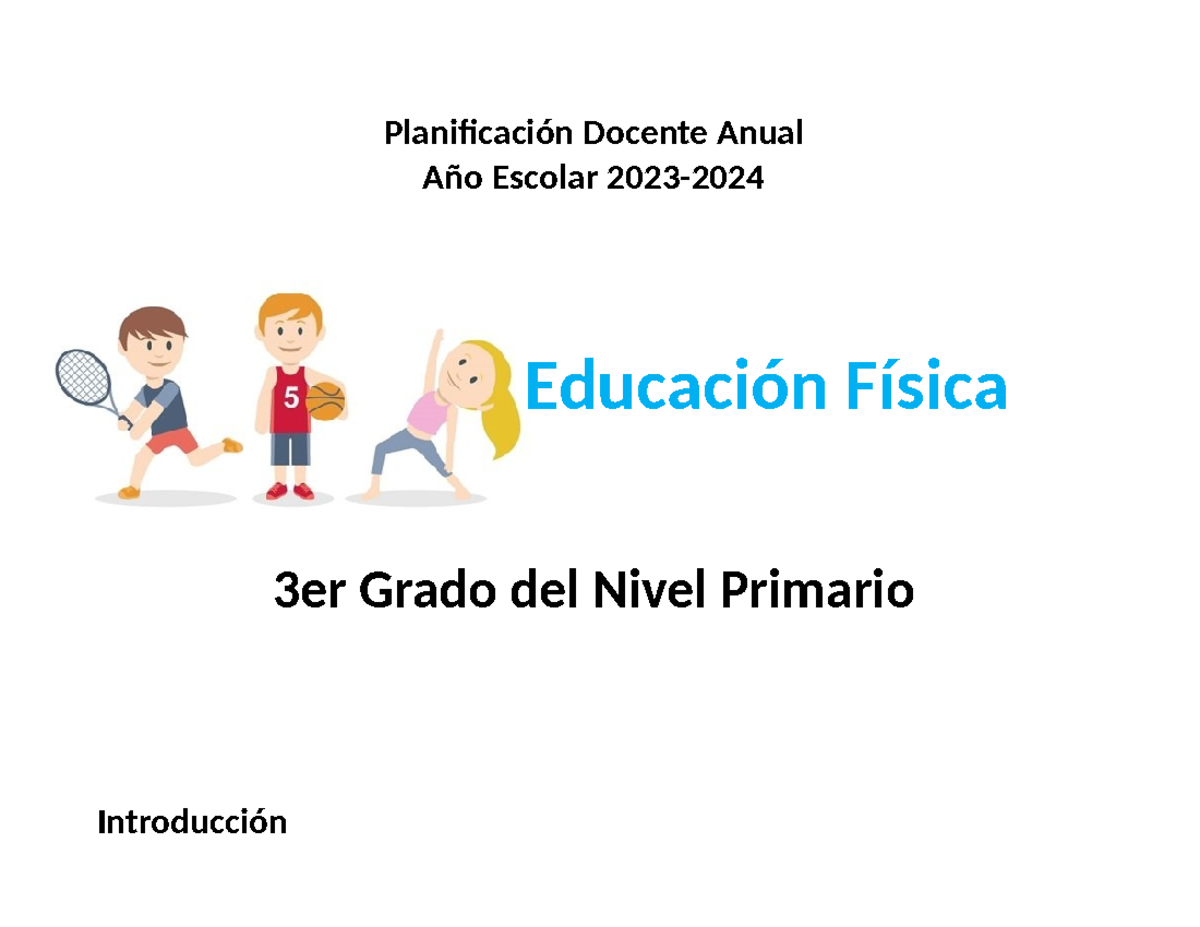 Planificación Docente de Educación Física 3ro Primaria para 2024-2025 ...
