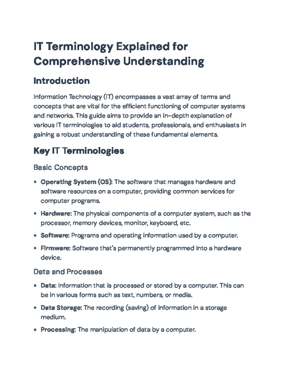 IT Terminology Guide: Core Concepts for IT Students & Professionals ...