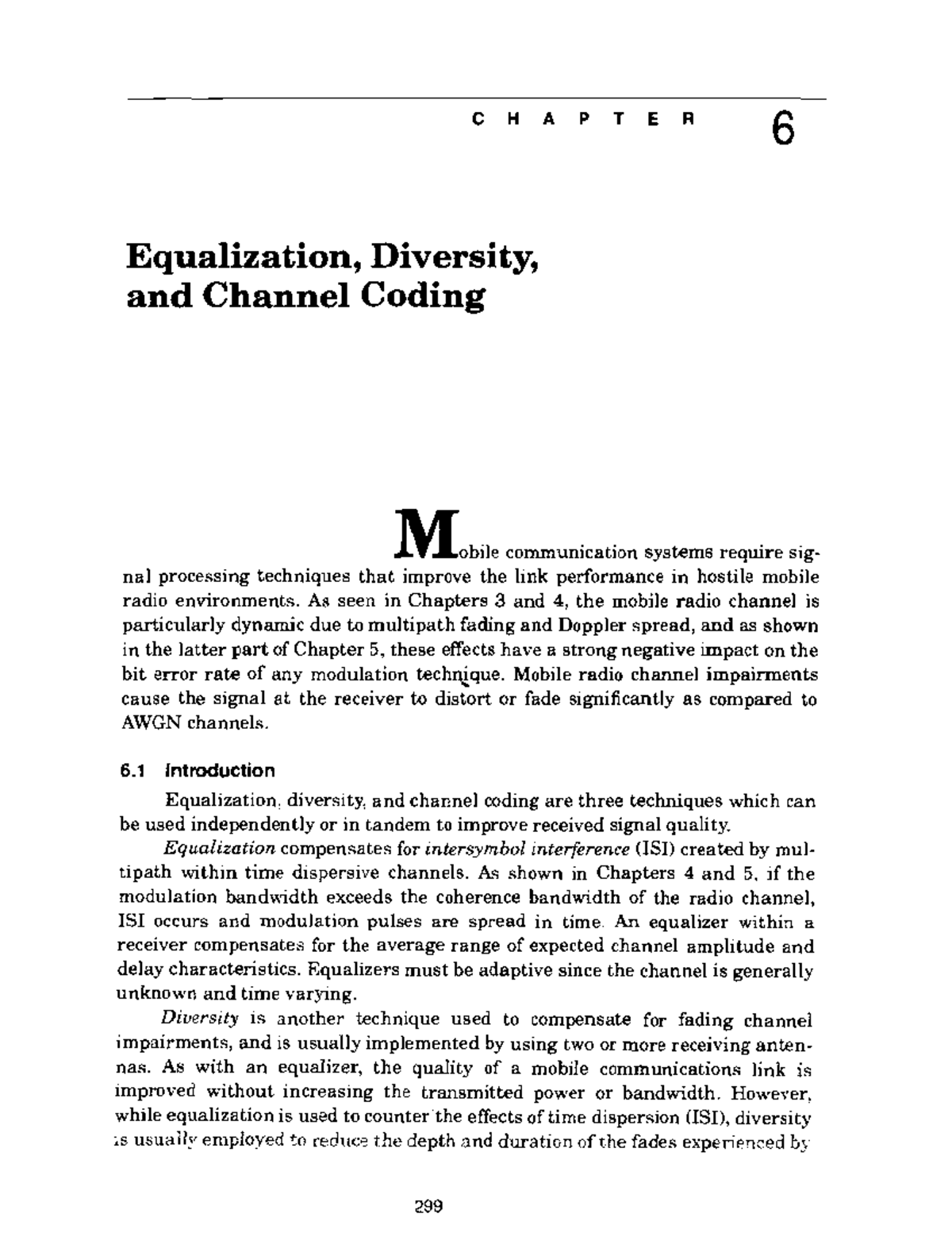 CHAPTER 6: Equalization, Diversity, and Channel Coding Notes - Studocu